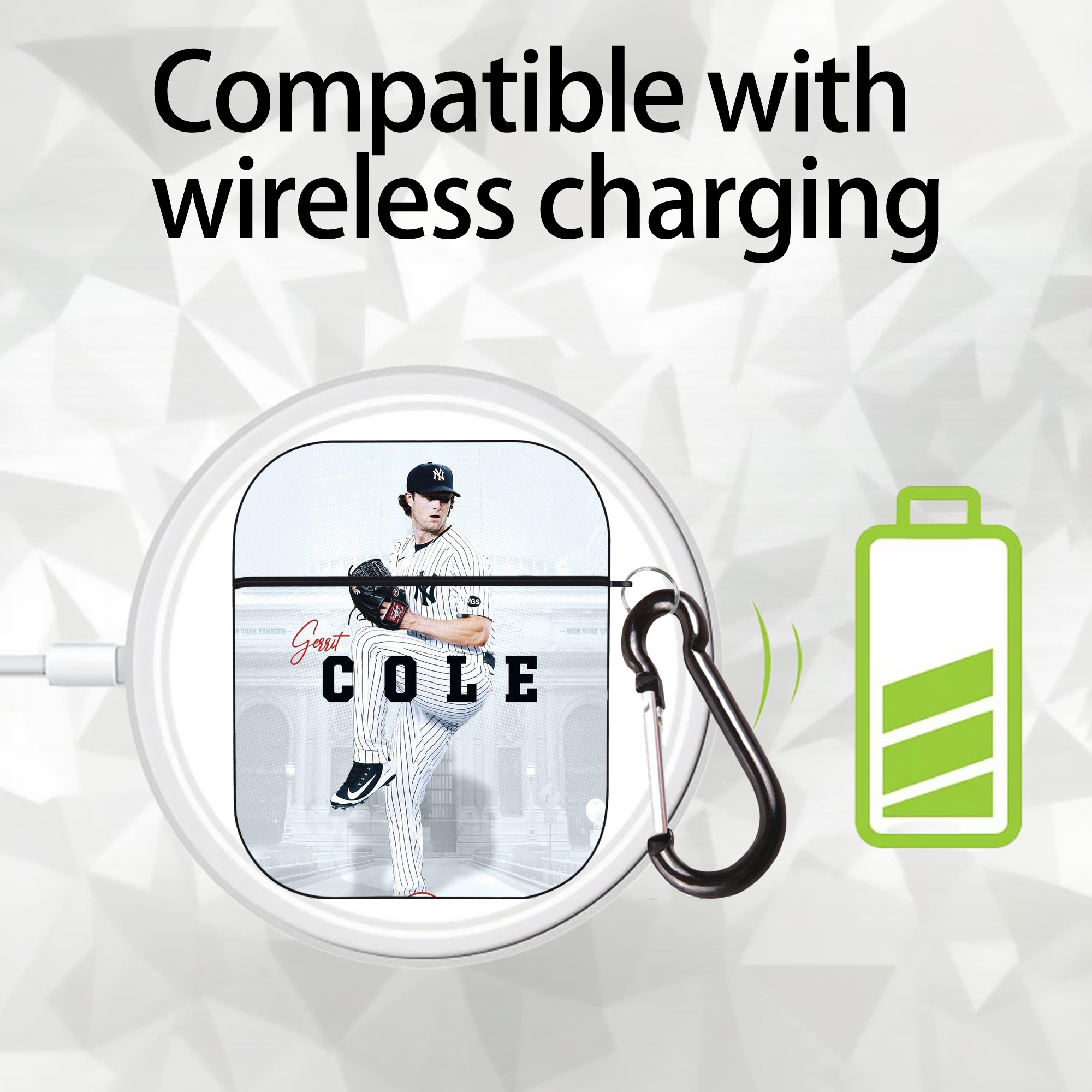 Gerrit Cole 24 AirPods 2 Case Hard Shell Black, Flexible PC Material, Precise Cutouts, Full Protection, Anti-Fingerprint, Washable, Includes Keychain – Durable & Slim Design