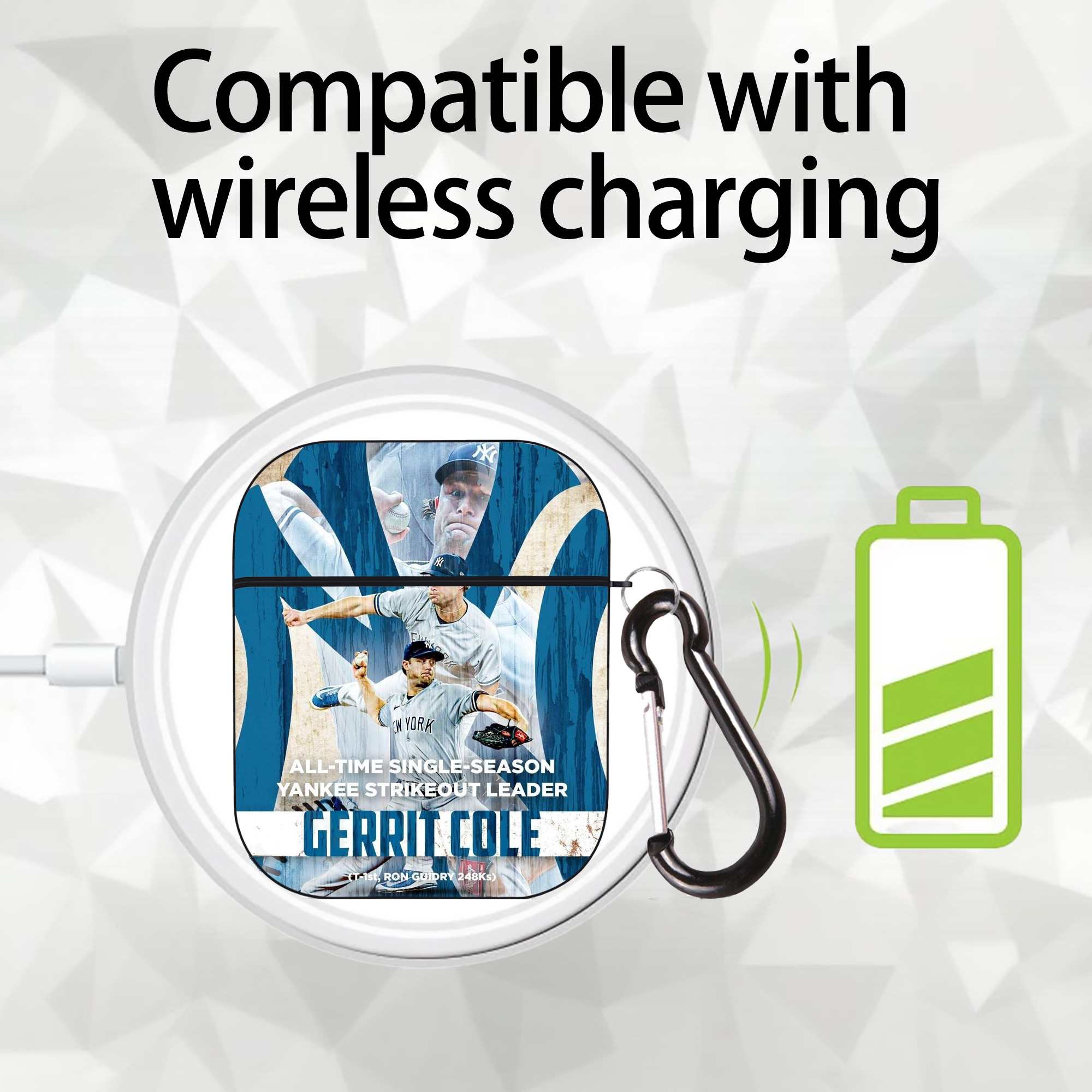 Gerrit Cole 25 AirPods 2 Case Hard Shell Black, Flexible PC Material, Precise Cutouts, Full Protection, Anti-Fingerprint, Washable, Includes Keychain – Durable & Slim Design