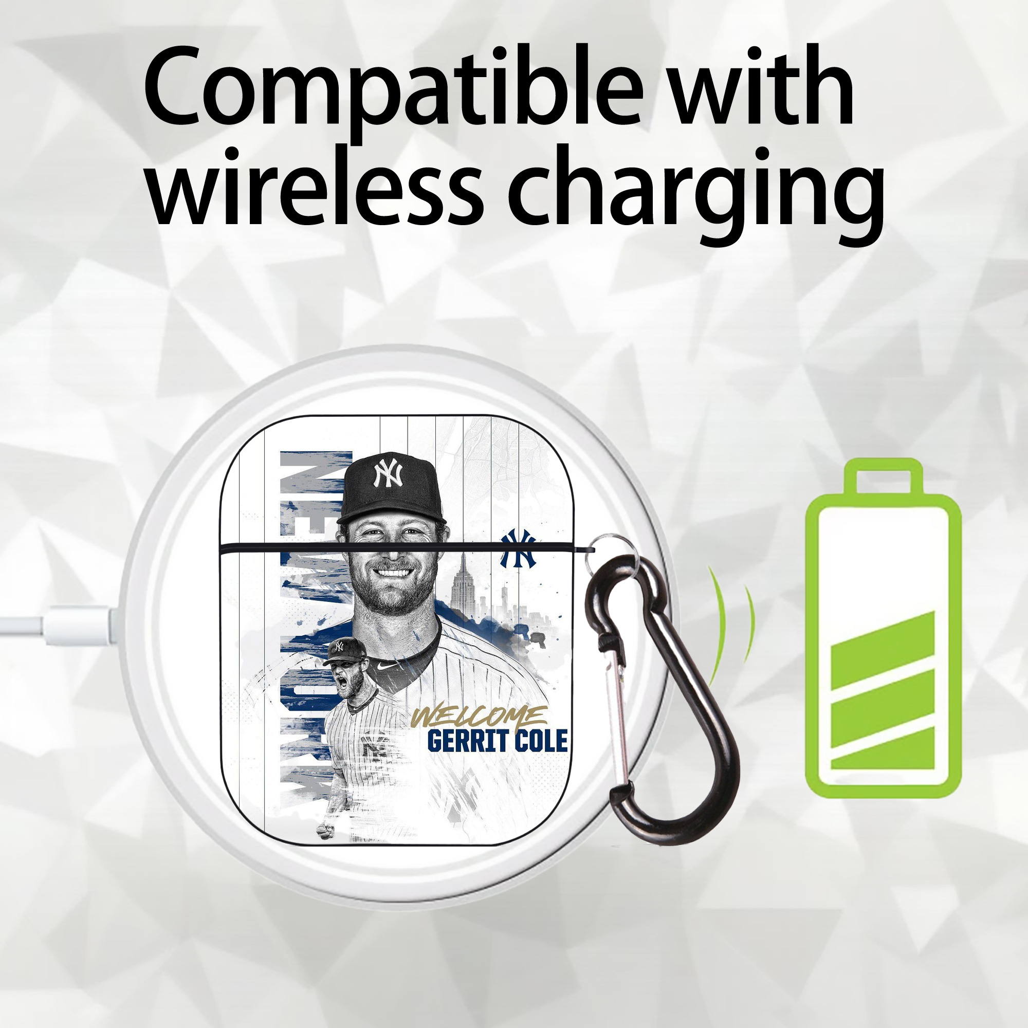 Gerrit Cole 26 AirPods 2 Case Hard Shell Black, Flexible PC Material, Precise Cutouts, Full Protection, Anti-Fingerprint, Washable, Includes Keychain – Durable & Slim Design