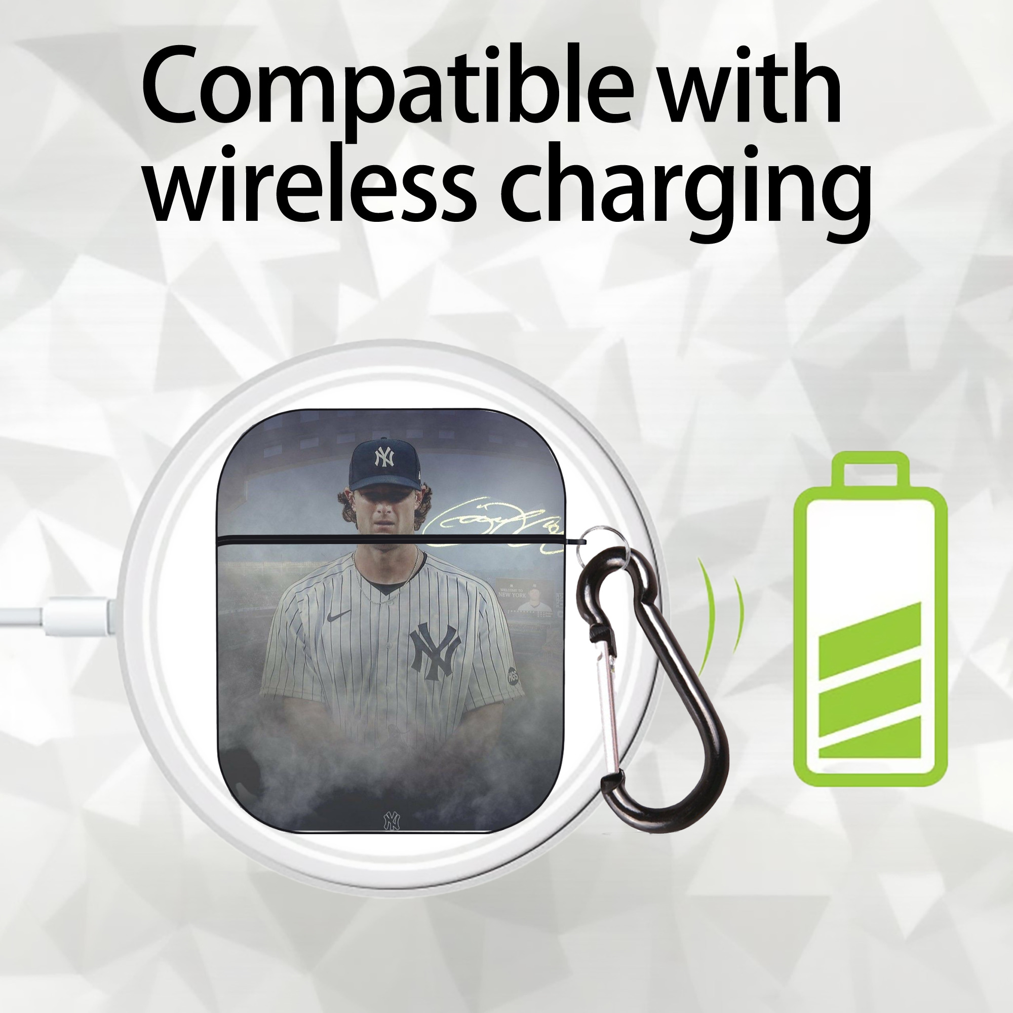 Gerrit Cole 27 AirPods 2 Case Hard Shell Black, Flexible PC Material, Precise Cutouts, Full Protection, Anti-Fingerprint, Washable, Includes Keychain – Durable & Slim Design