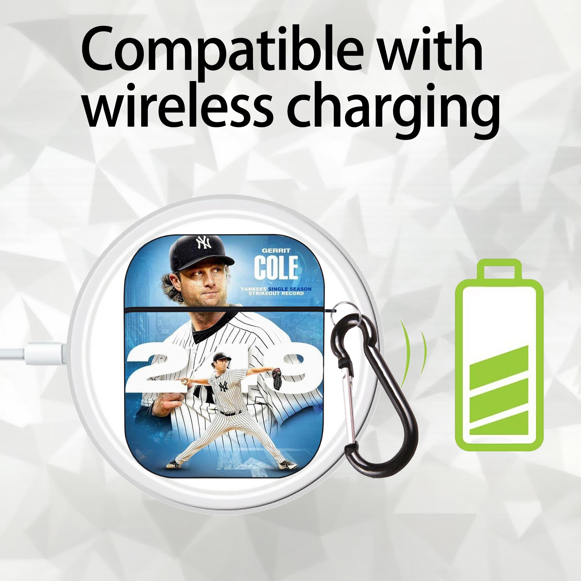 Gerrit Cole 29 AirPods 2 Case Hard Shell Black, Flexible PC Material, Precise Cutouts, Full Protection, Anti-Fingerprint, Washable, Includes Keychain – Durable & Slim Design