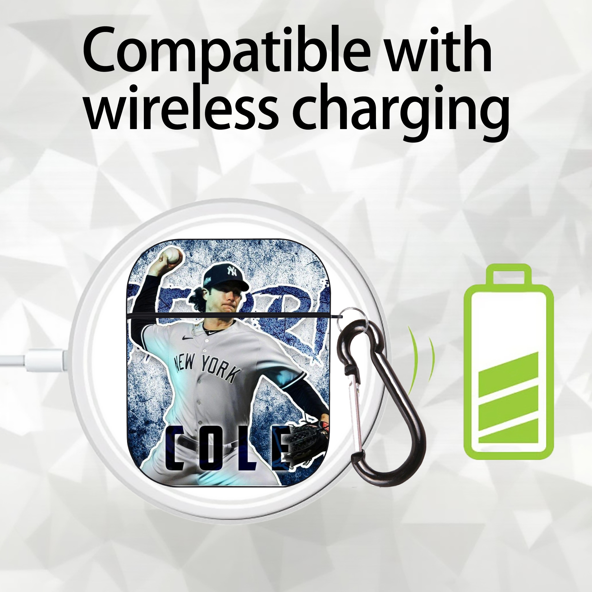 Gerrit Cole 31 AirPods 2 Case Hard Shell Black, Flexible PC Material, Precise Cutouts, Full Protection, Anti-Fingerprint, Washable, Includes Keychain – Durable & Slim Design