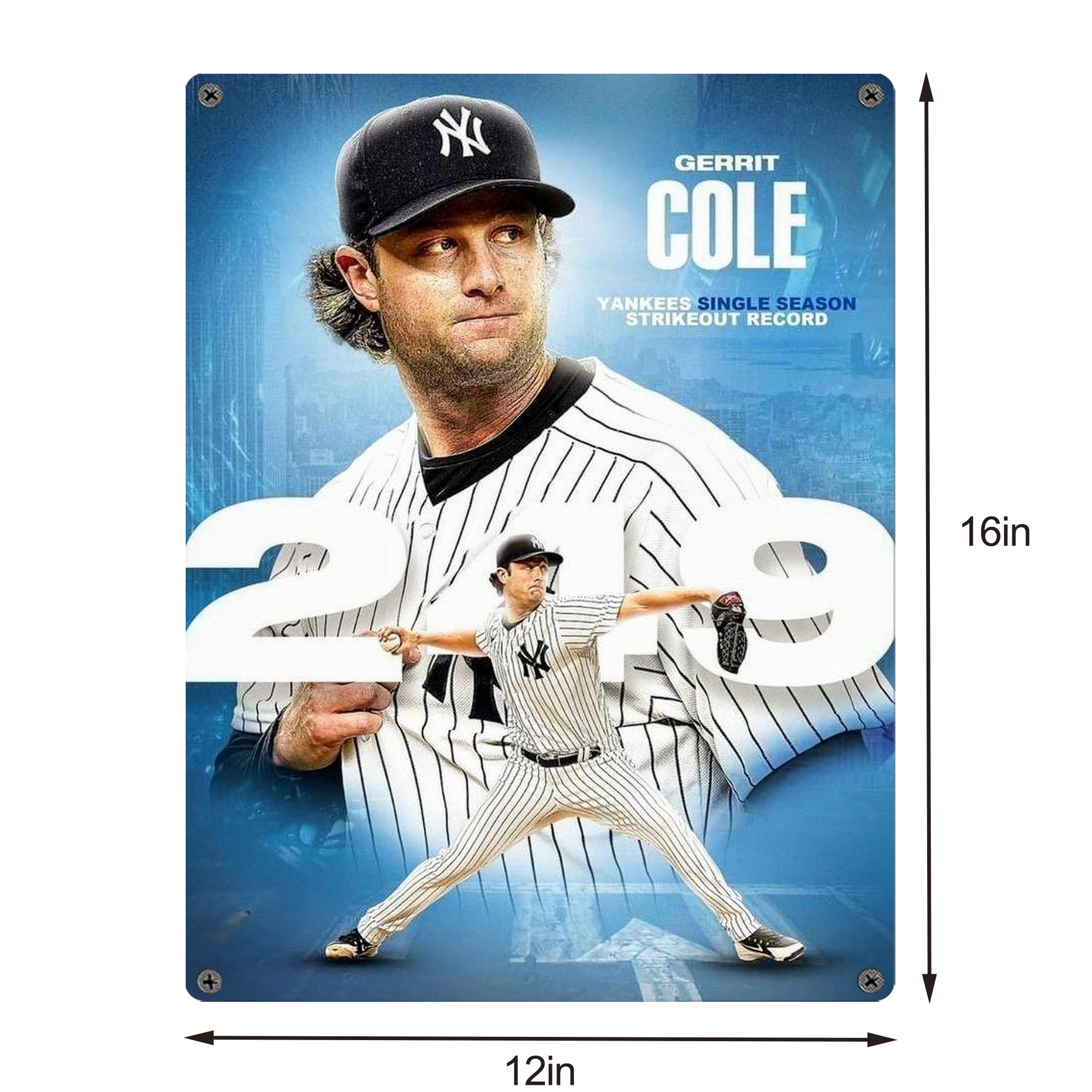 Gerrit Cole 29 Vintage Metal Tin Sign 12x16inch – Retro Wall Art Decor For Home, Bar, Kitchen, Bedroom, Office – Durable Iron Sheet Poster, Easy To Hang, Full-Color Printing