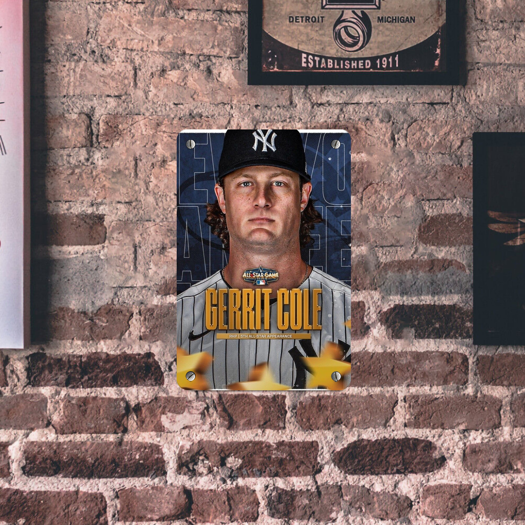 Gerrit Cole 5 Metal Tin Sign 8x12inch - High-Quality Full-Print Decorative Wall Art, Durable Rust-Resistant Metal Plaque For Living Room, Bedroom, Kitchen, Office, Bar Décor