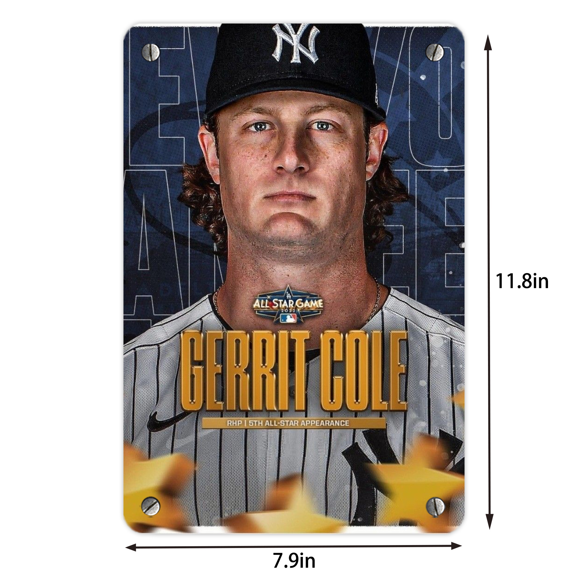 Gerrit Cole 5 Metal Tin Sign 8x12inch - High-Quality Full-Print Decorative Wall Art, Durable Rust-Resistant Metal Plaque For Living Room, Bedroom, Kitchen, Office, Bar Décor
