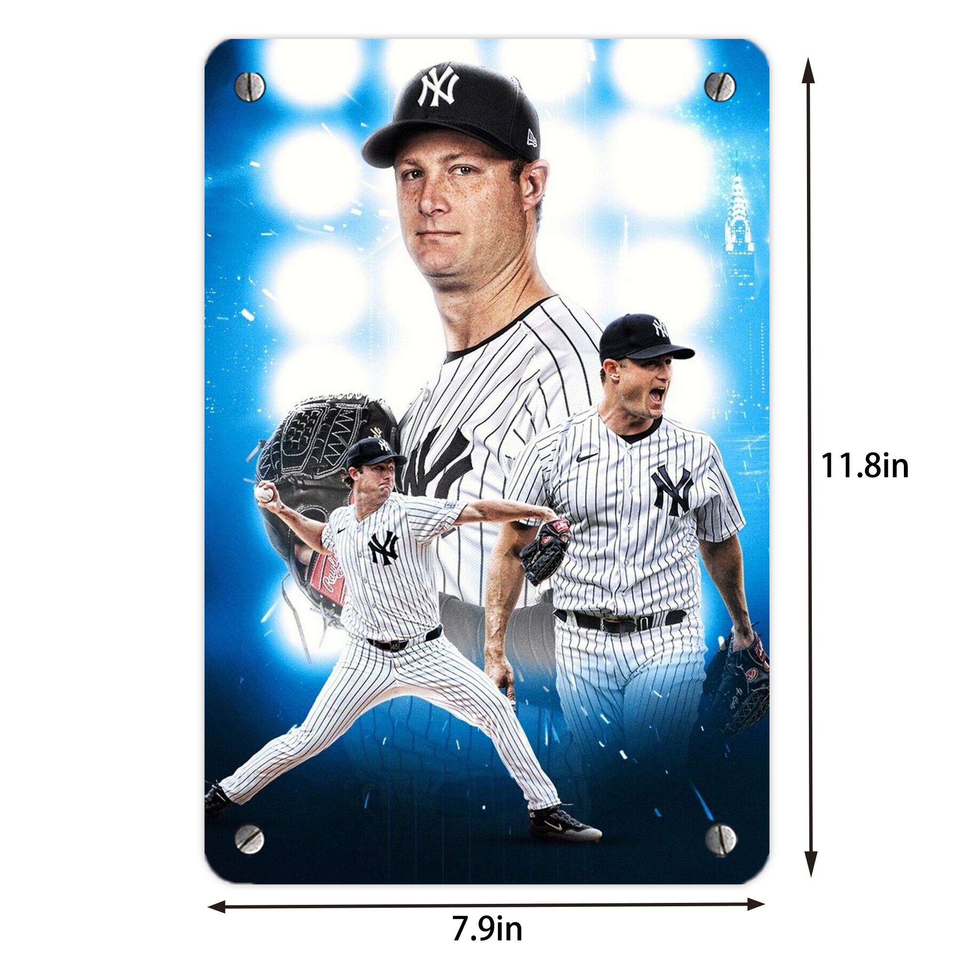 Gerrit Cole 7 Metal Tin Sign 8x12inch - High-Quality Full-Print Decorative Wall Art, Durable Rust-Resistant Metal Plaque For Living Room, Bedroom, Kitchen, Office, Bar Décor