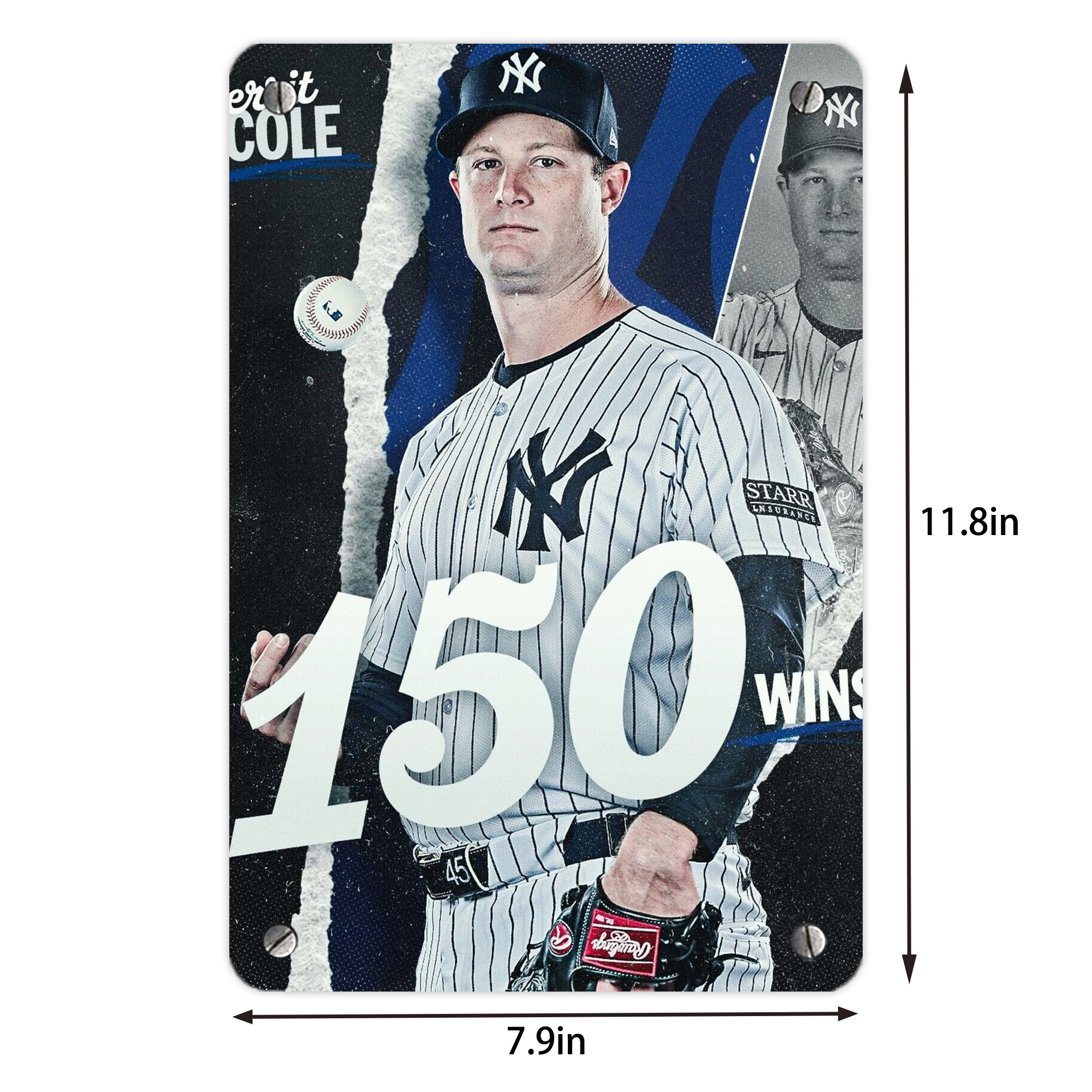 Gerrit Cole 10 Metal Tin Sign 8x12inch - High-Quality Full-Print Decorative Wall Art, Durable Rust-Resistant Metal Plaque For Living Room, Bedroom, Kitchen, Office, Bar Décor