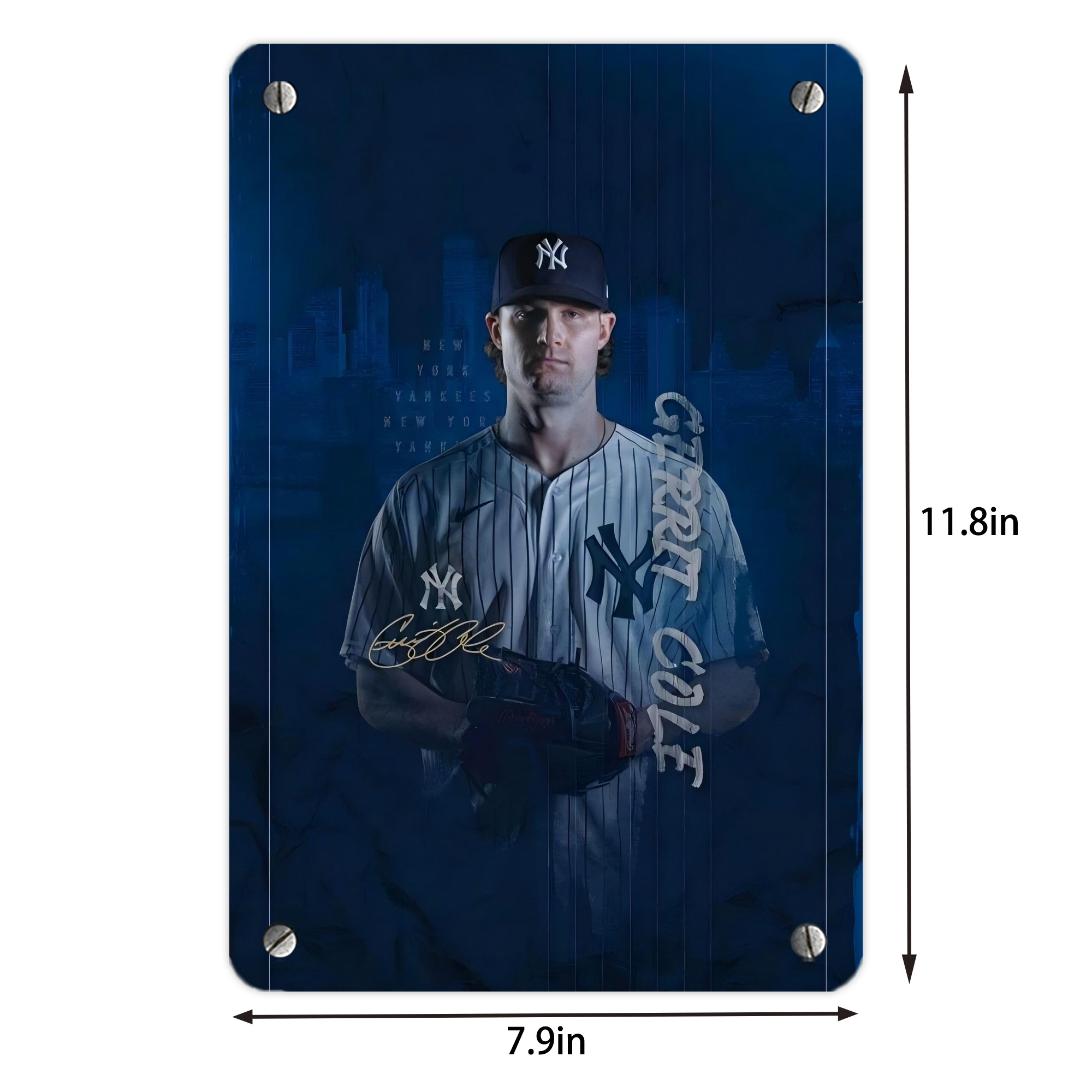 Gerrit Cole 19 Metal Tin Sign 8x12inch - High-Quality Full-Print Decorative Wall Art, Durable Rust-Resistant Metal Plaque For Living Room, Bedroom, Kitchen, Office, Bar Décor