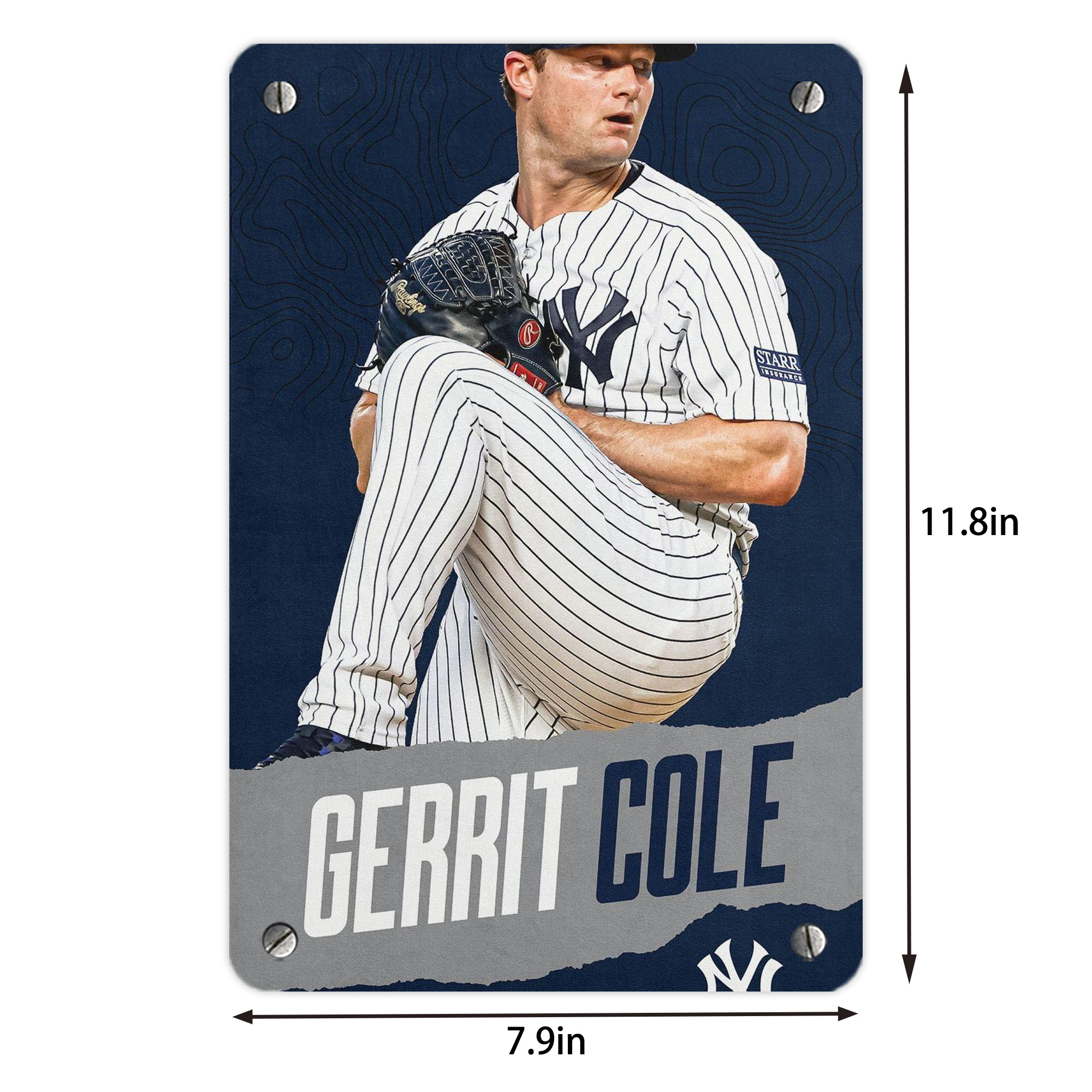 Gerrit Cole 22 Metal Tin Sign 8x12inch - High-Quality Full-Print Decorative Wall Art, Durable Rust-Resistant Metal Plaque For Living Room, Bedroom, Kitchen, Office, Bar Décor