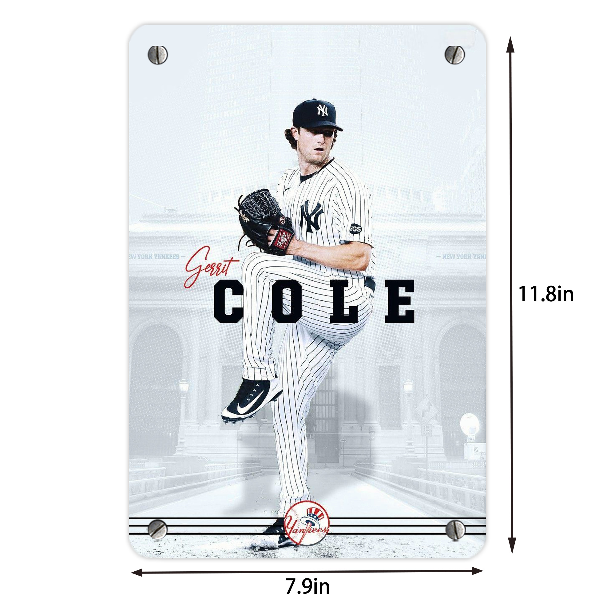 Gerrit Cole 24 Metal Tin Sign 8x12inch - High-Quality Full-Print Decorative Wall Art, Durable Rust-Resistant Metal Plaque For Living Room, Bedroom, Kitchen, Office, Bar Décor