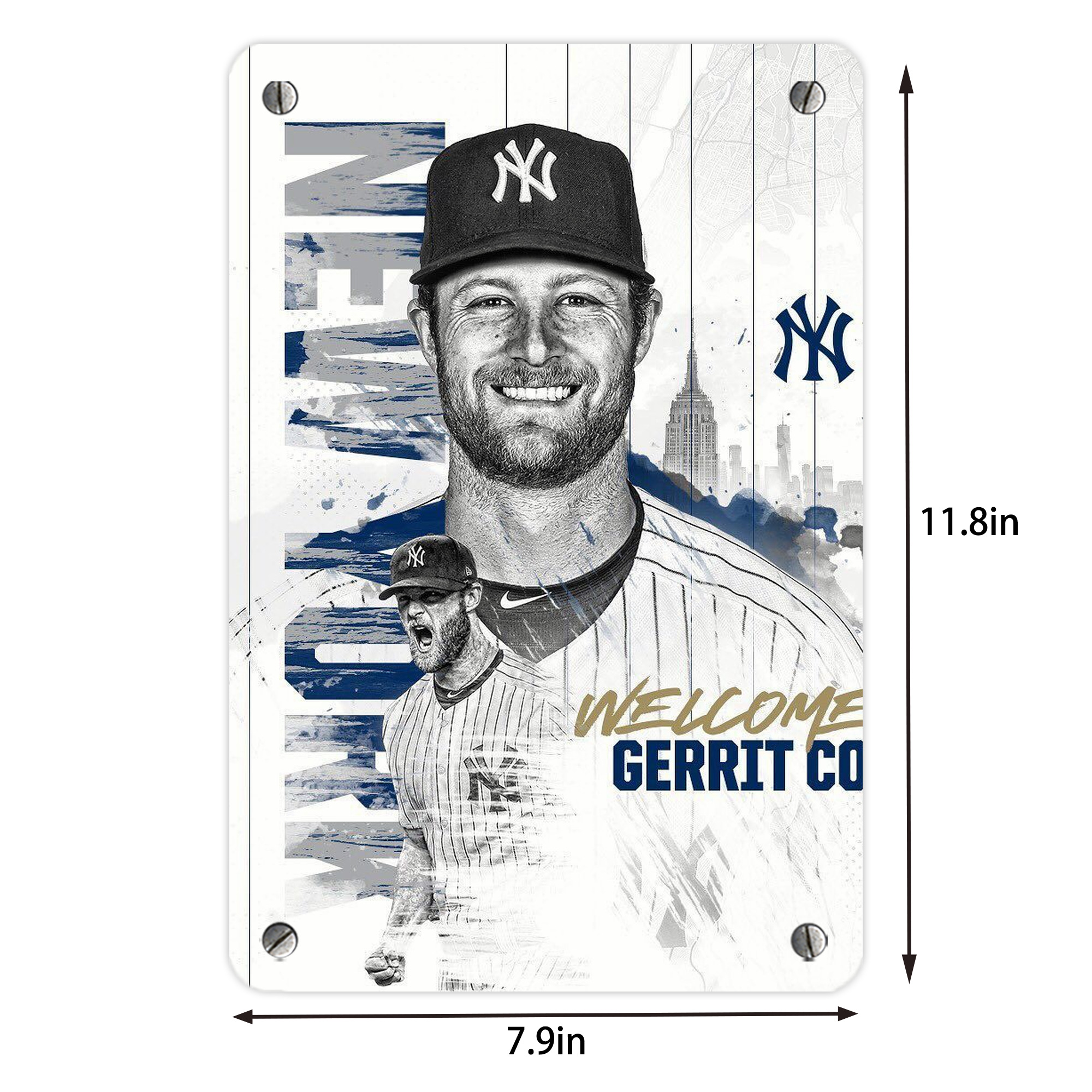 Gerrit Cole 26 Metal Tin Sign 8x12inch - High-Quality Full-Print Decorative Wall Art, Durable Rust-Resistant Metal Plaque For Living Room, Bedroom, Kitchen, Office, Bar Décor