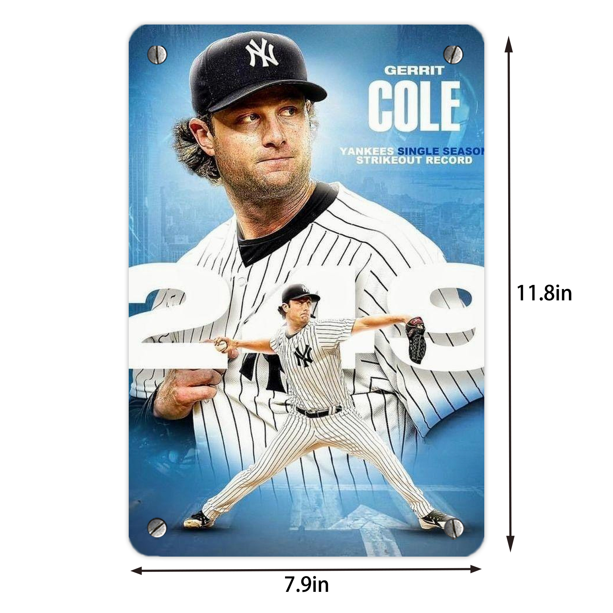 Gerrit Cole 29 Metal Tin Sign 8x12inch - High-Quality Full-Print Decorative Wall Art, Durable Rust-Resistant Metal Plaque For Living Room, Bedroom, Kitchen, Office, Bar Décor