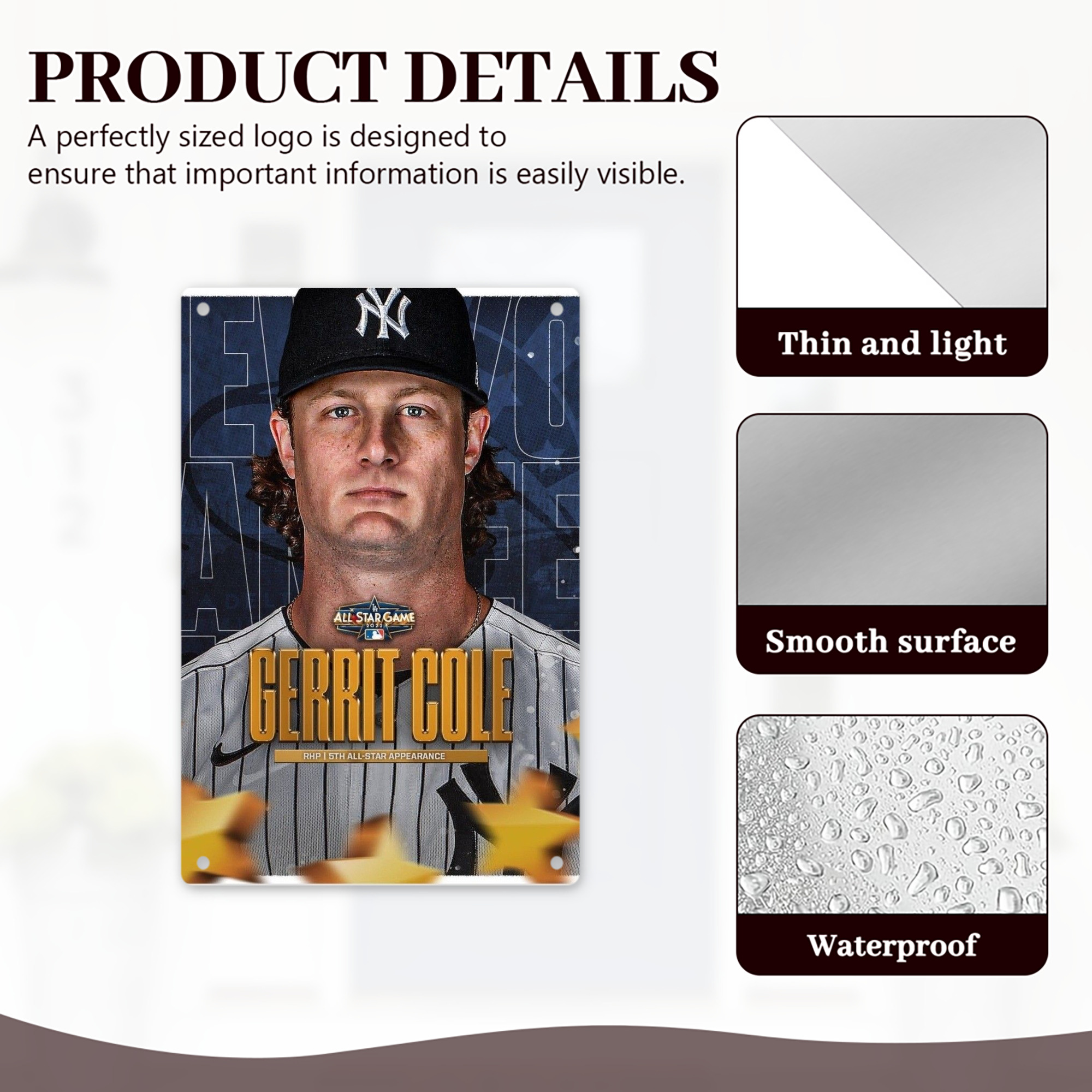 Gerrit Cole 5 8x12inch Vertical Aluminum Sign - Durable Fade-Resistant Indoor/Outdoor Safety & Information Plaque For Office, Hotel, Restaurant, Bar, Public Spaces