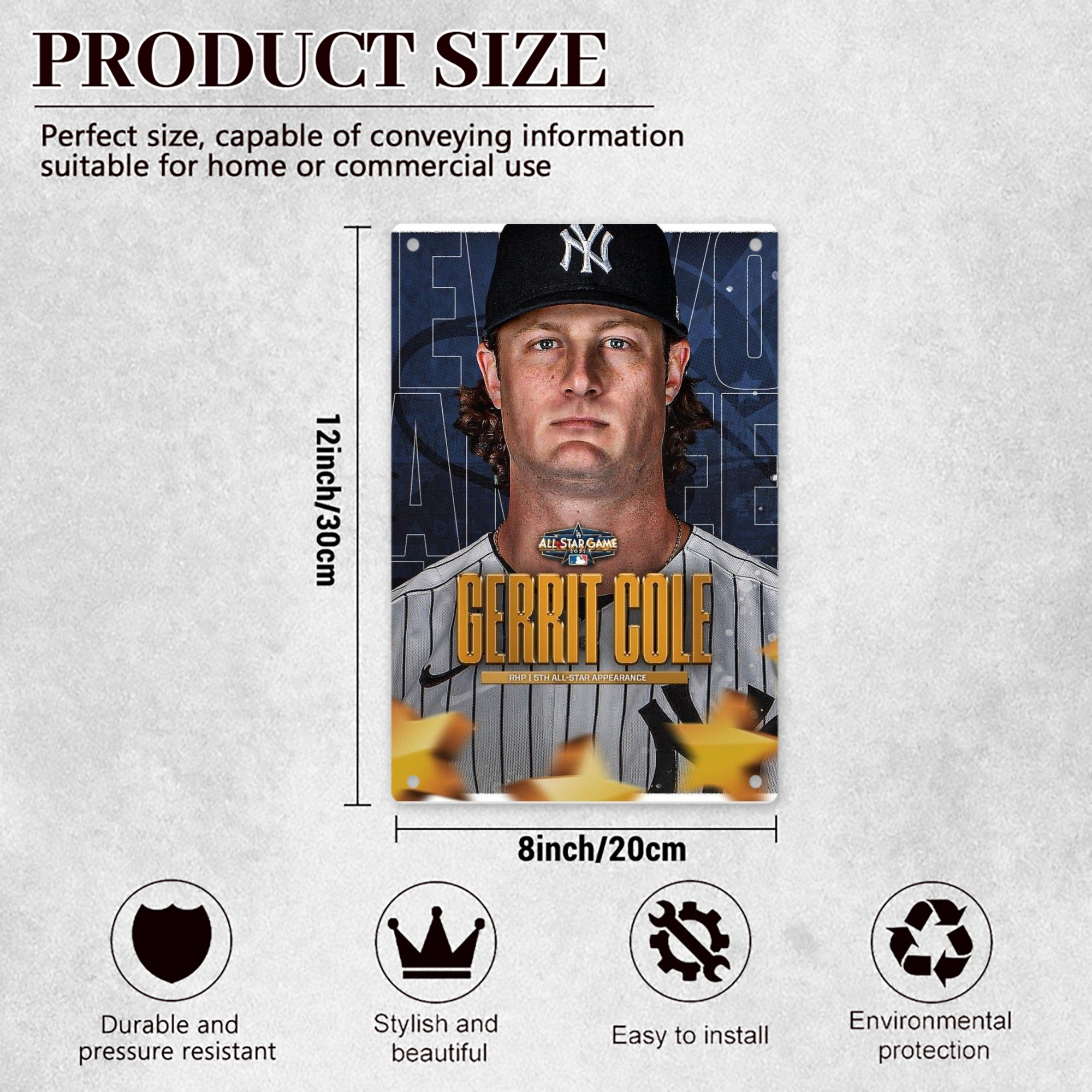 Gerrit Cole 5 8x12inch Vertical Aluminum Sign - Durable Fade-Resistant Indoor/Outdoor Safety & Information Plaque For Office, Hotel, Restaurant, Bar, Public Spaces