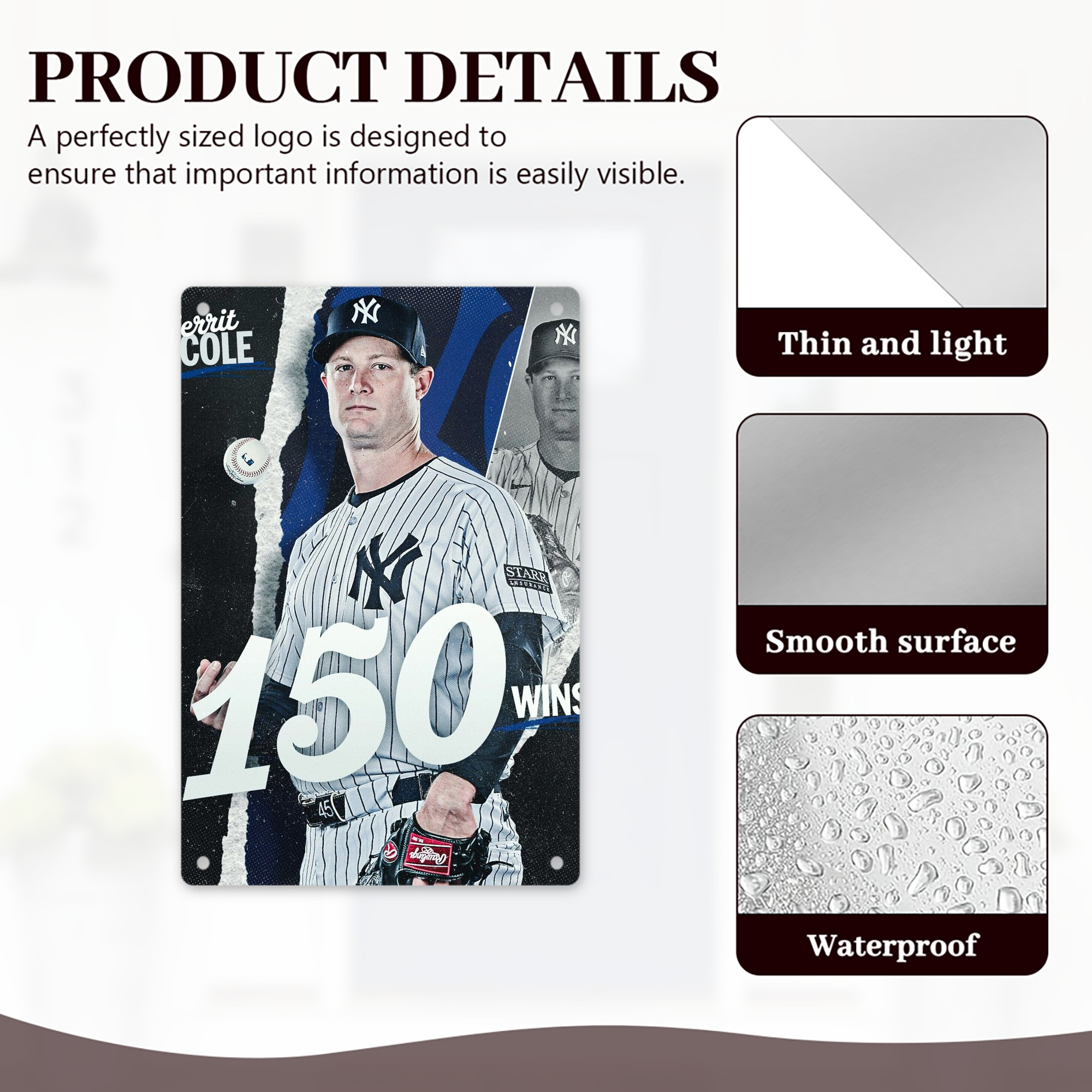 Gerrit Cole 10 8x12inch Vertical Aluminum Sign - Durable Fade-Resistant Indoor/Outdoor Safety & Information Plaque For Office, Hotel, Restaurant, Bar, Public Spaces