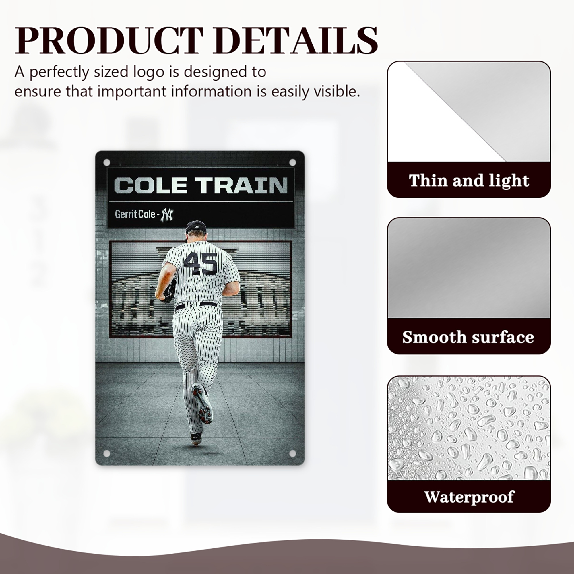 Gerrit Cole 12 8x12inch Vertical Aluminum Sign - Durable Fade-Resistant Indoor/Outdoor Safety & Information Plaque For Office, Hotel, Restaurant, Bar, Public Spaces