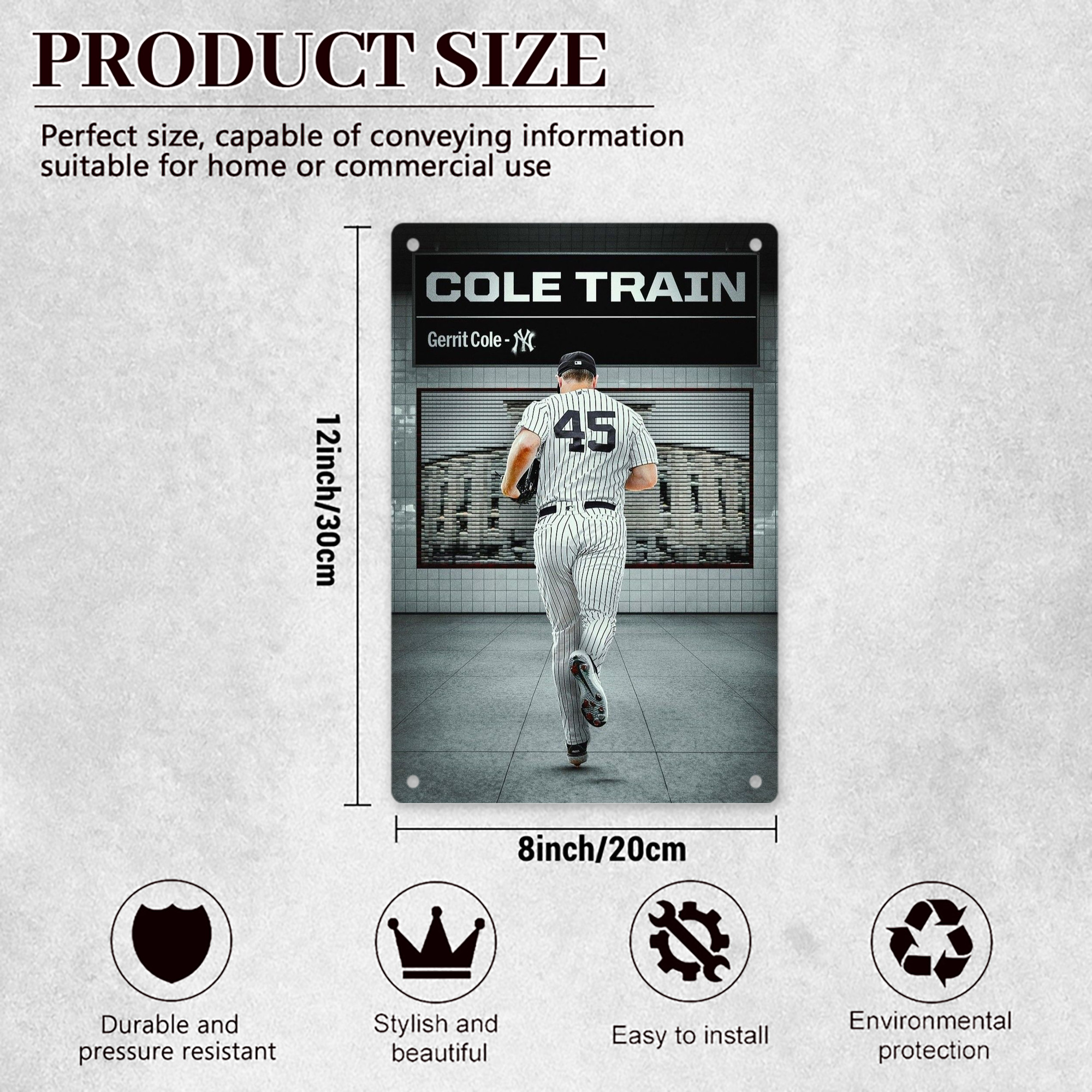 Gerrit Cole 12 8x12inch Vertical Aluminum Sign - Durable Fade-Resistant Indoor/Outdoor Safety & Information Plaque For Office, Hotel, Restaurant, Bar, Public Spaces