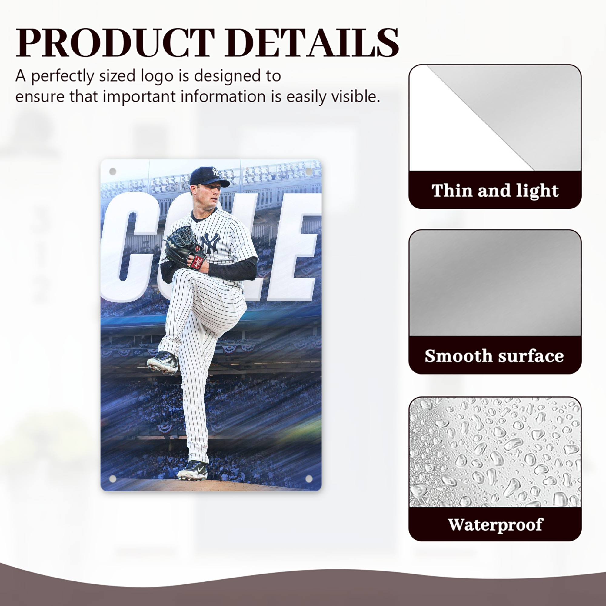 Gerrit Cole 13 8x12inch Vertical Aluminum Sign - Durable Fade-Resistant Indoor/Outdoor Safety & Information Plaque For Office, Hotel, Restaurant, Bar, Public Spaces