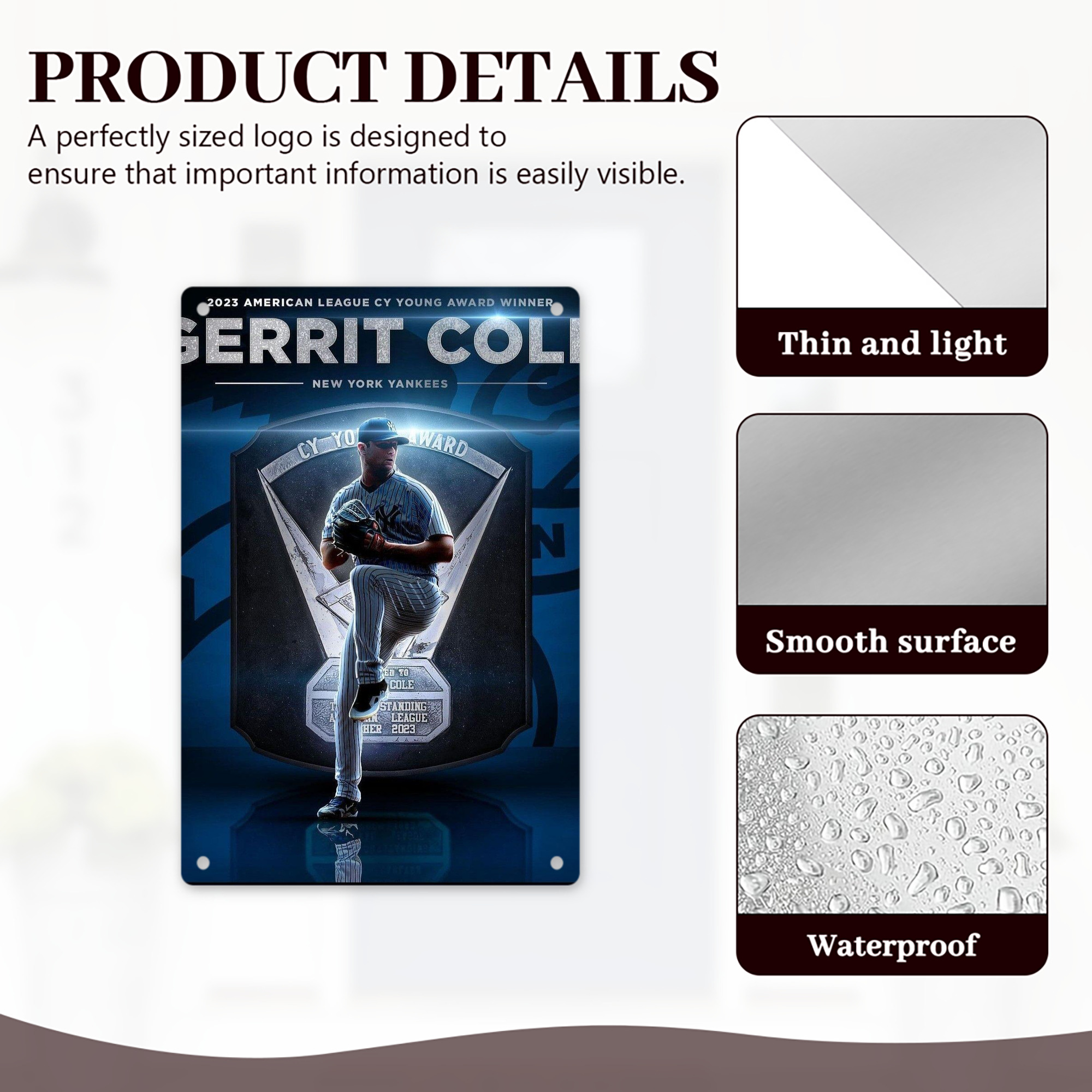 Gerrit Cole 15 8x12inch Vertical Aluminum Sign - Durable Fade-Resistant Indoor/Outdoor Safety & Information Plaque For Office, Hotel, Restaurant, Bar, Public Spaces