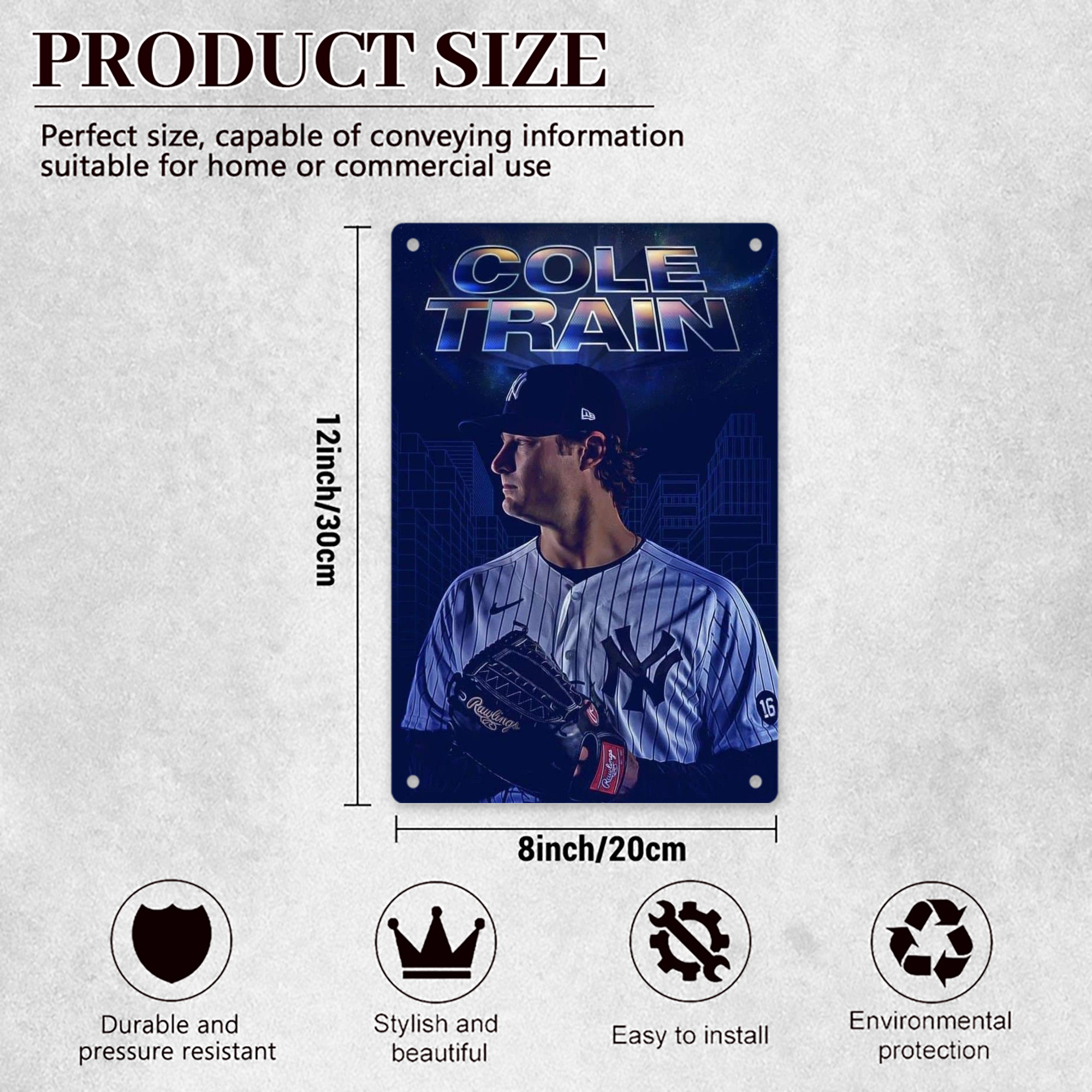 Gerrit Cole 16 8x12inch Vertical Aluminum Sign - Durable Fade-Resistant Indoor/Outdoor Safety & Information Plaque For Office, Hotel, Restaurant, Bar, Public Spaces