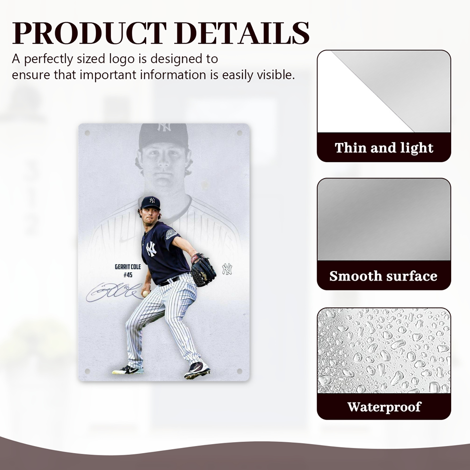 Gerrit Cole 17 8x12inch Vertical Aluminum Sign - Durable Fade-Resistant Indoor/Outdoor Safety & Information Plaque For Office, Hotel, Restaurant, Bar, Public Spaces