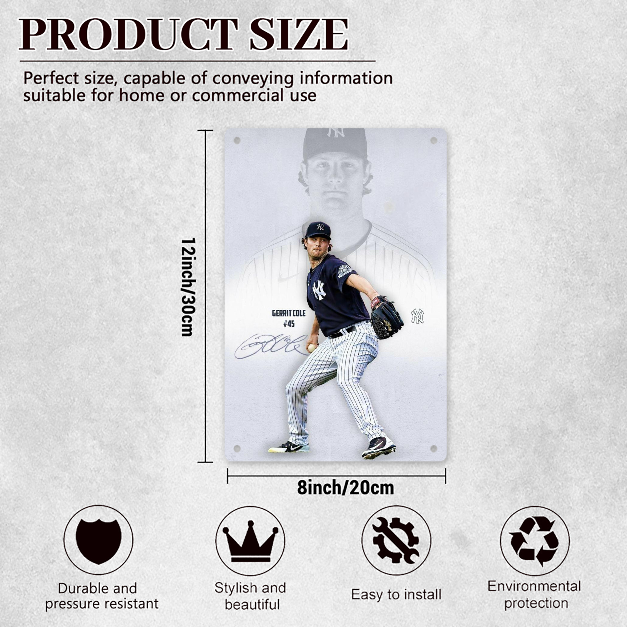 Gerrit Cole 17 8x12inch Vertical Aluminum Sign - Durable Fade-Resistant Indoor/Outdoor Safety & Information Plaque For Office, Hotel, Restaurant, Bar, Public Spaces