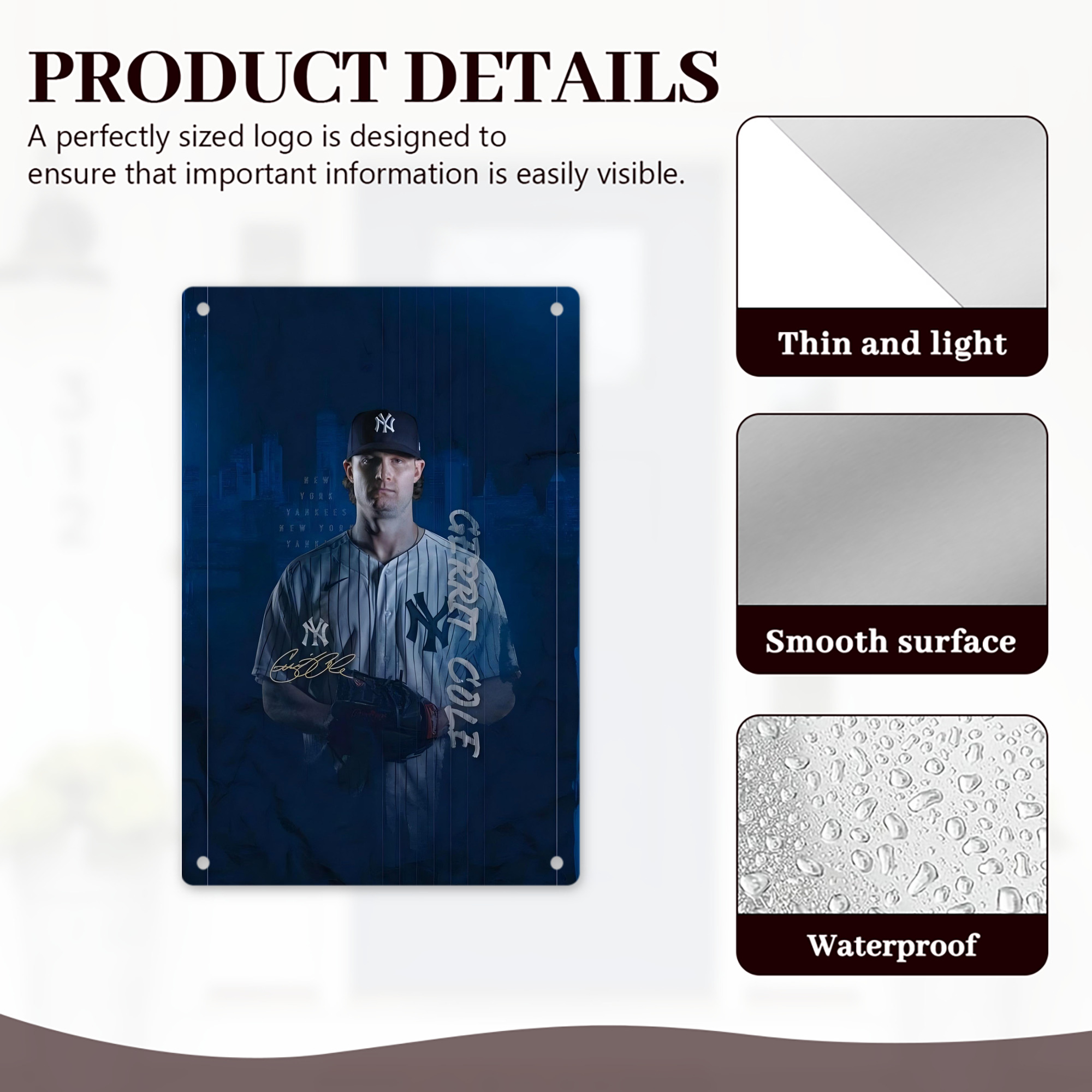 Gerrit Cole 19 8x12inch Vertical Aluminum Sign - Durable Fade-Resistant Indoor/Outdoor Safety & Information Plaque For Office, Hotel, Restaurant, Bar, Public Spaces