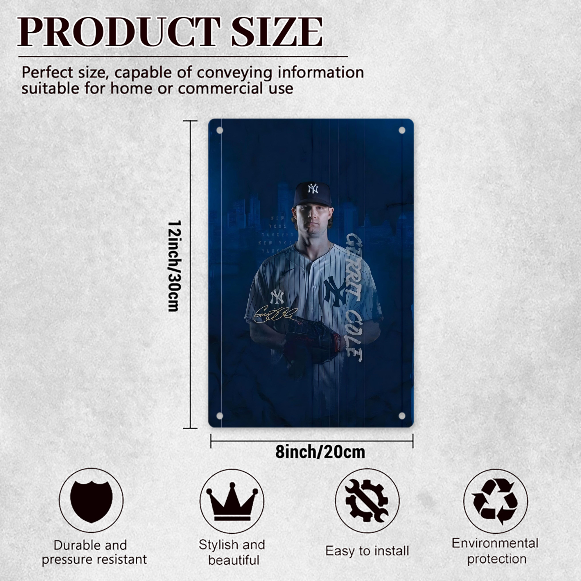 Gerrit Cole 19 8x12inch Vertical Aluminum Sign - Durable Fade-Resistant Indoor/Outdoor Safety & Information Plaque For Office, Hotel, Restaurant, Bar, Public Spaces