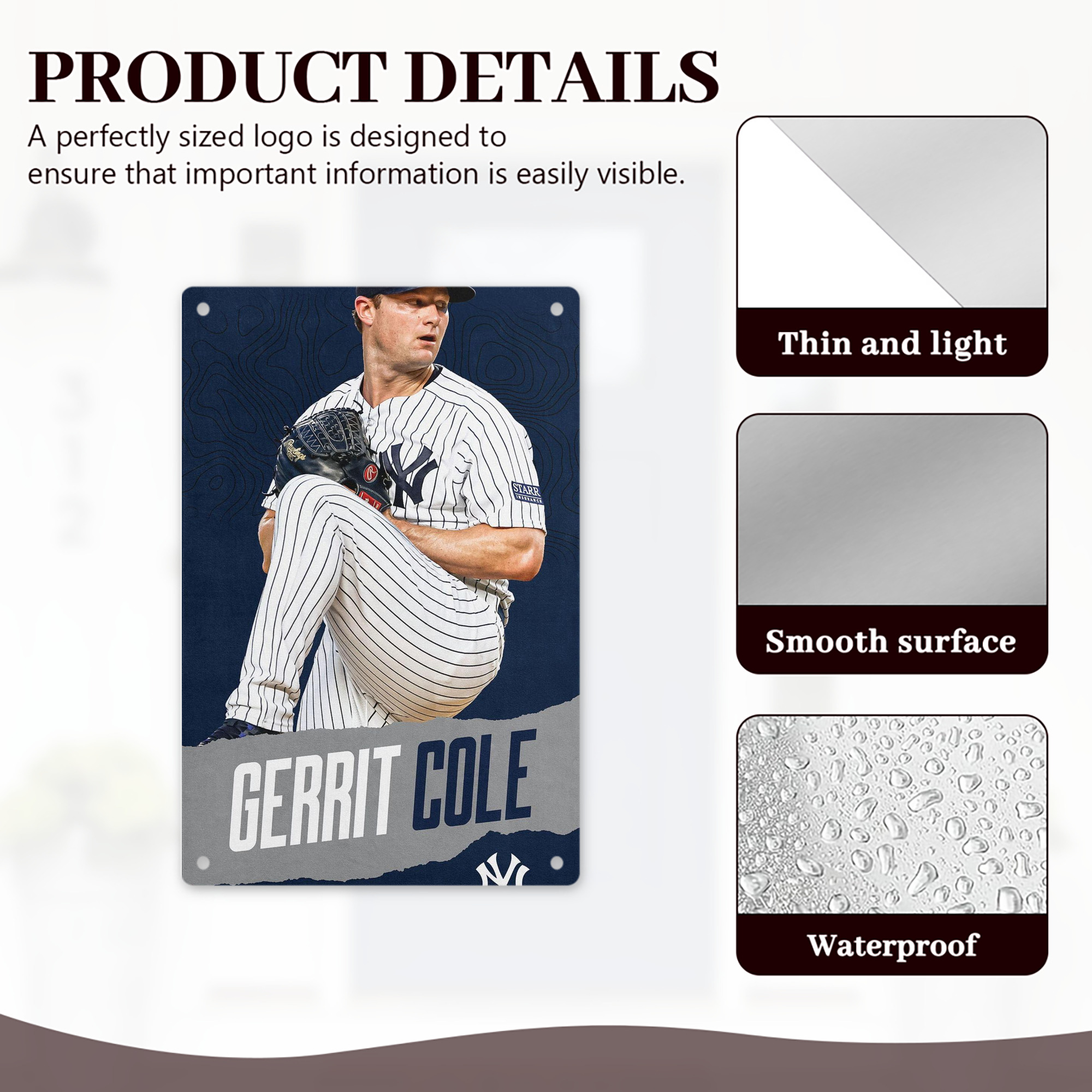 Gerrit Cole 22 8x12inch Vertical Aluminum Sign - Durable Fade-Resistant Indoor/Outdoor Safety & Information Plaque For Office, Hotel, Restaurant, Bar, Public Spaces