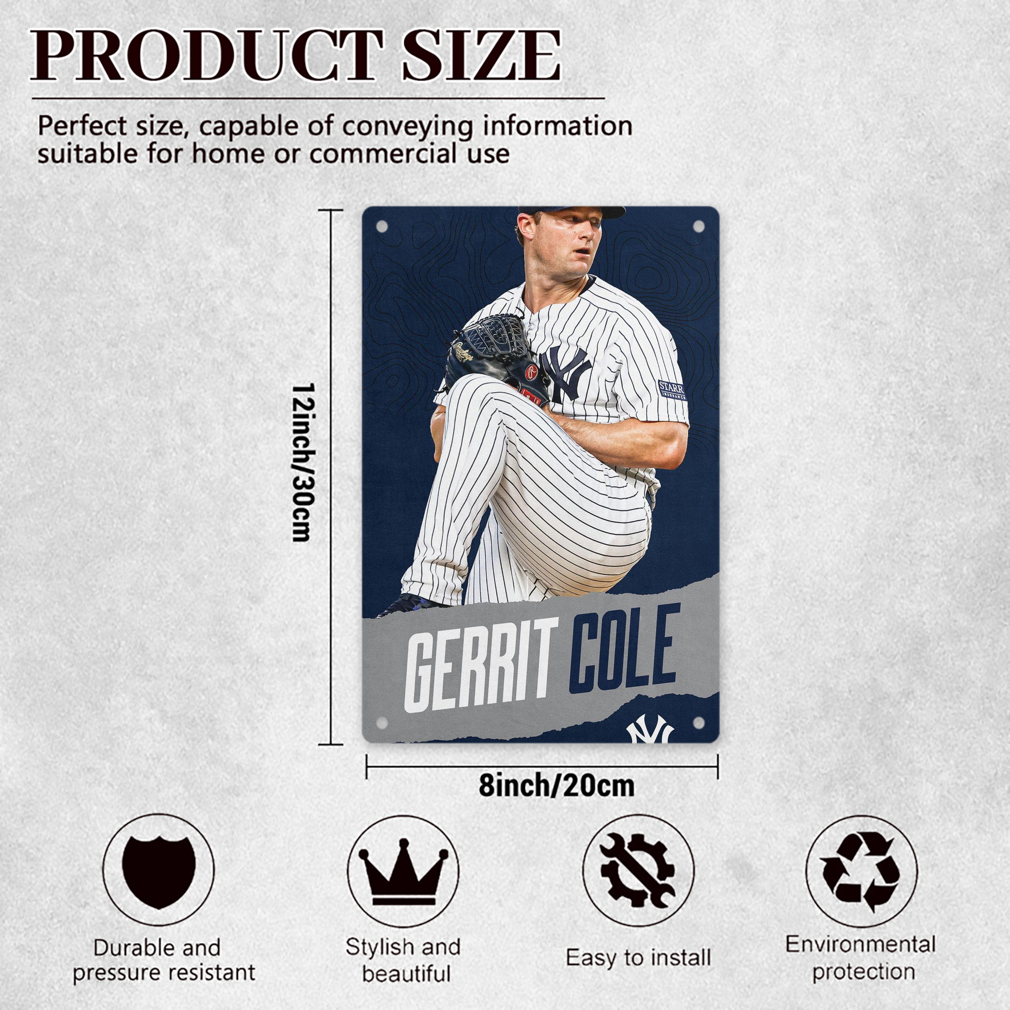 Gerrit Cole 22 8x12inch Vertical Aluminum Sign - Durable Fade-Resistant Indoor/Outdoor Safety & Information Plaque For Office, Hotel, Restaurant, Bar, Public Spaces