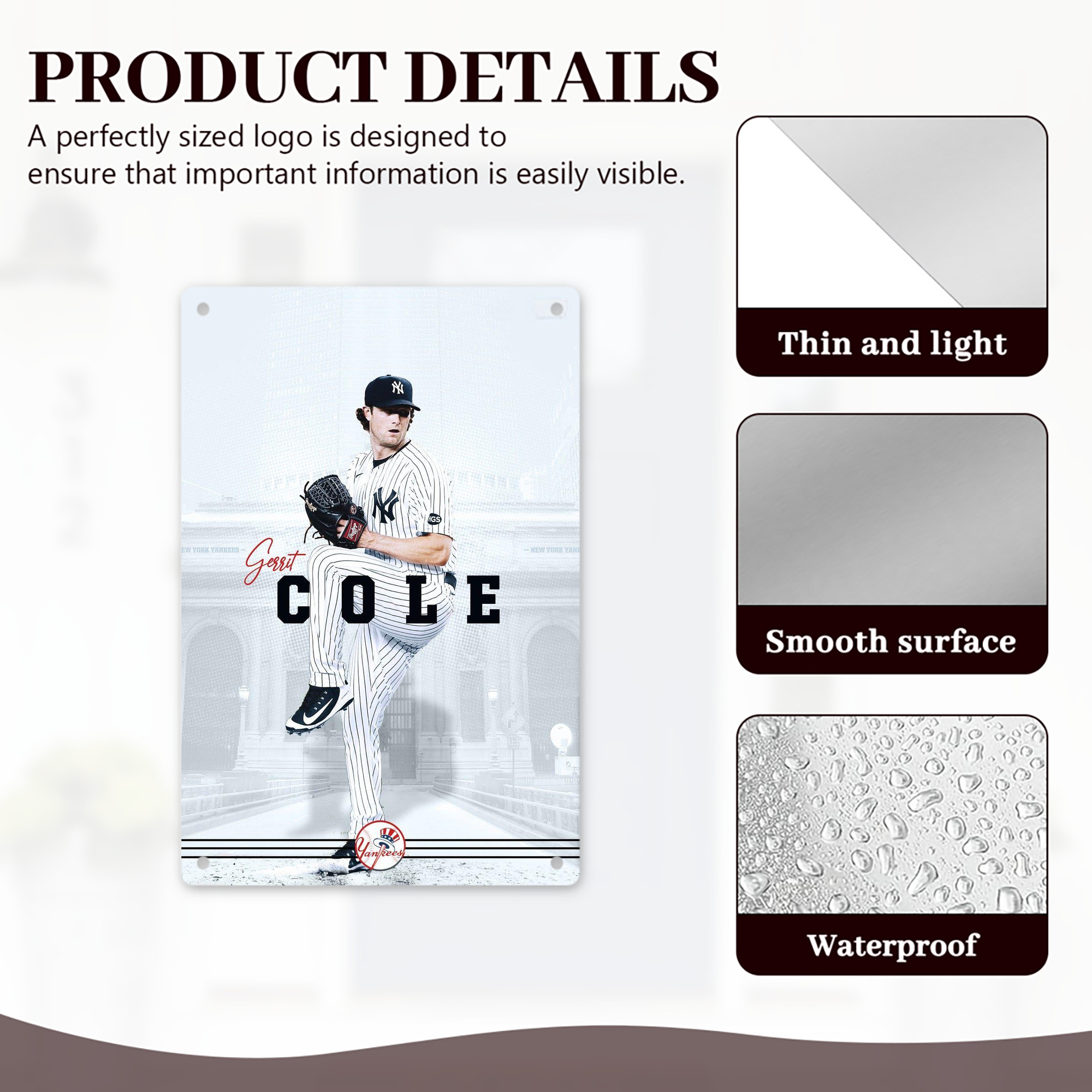 Gerrit Cole 24 8x12inch Vertical Aluminum Sign - Durable Fade-Resistant Indoor/Outdoor Safety & Information Plaque For Office, Hotel, Restaurant, Bar, Public Spaces