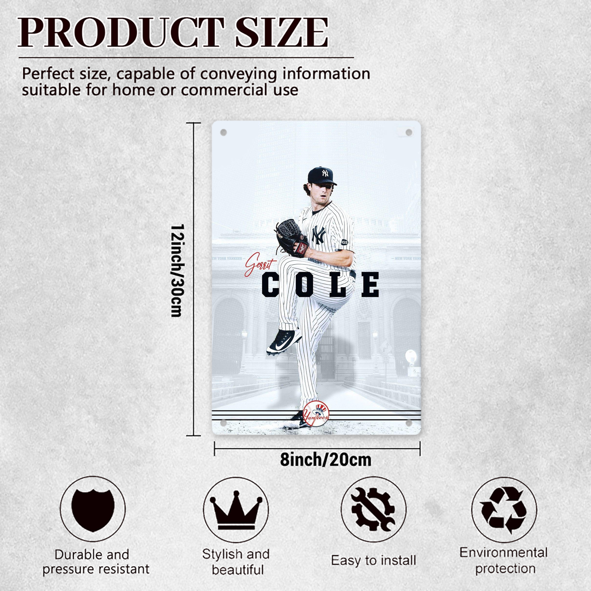 Gerrit Cole 24 8x12inch Vertical Aluminum Sign - Durable Fade-Resistant Indoor/Outdoor Safety & Information Plaque For Office, Hotel, Restaurant, Bar, Public Spaces