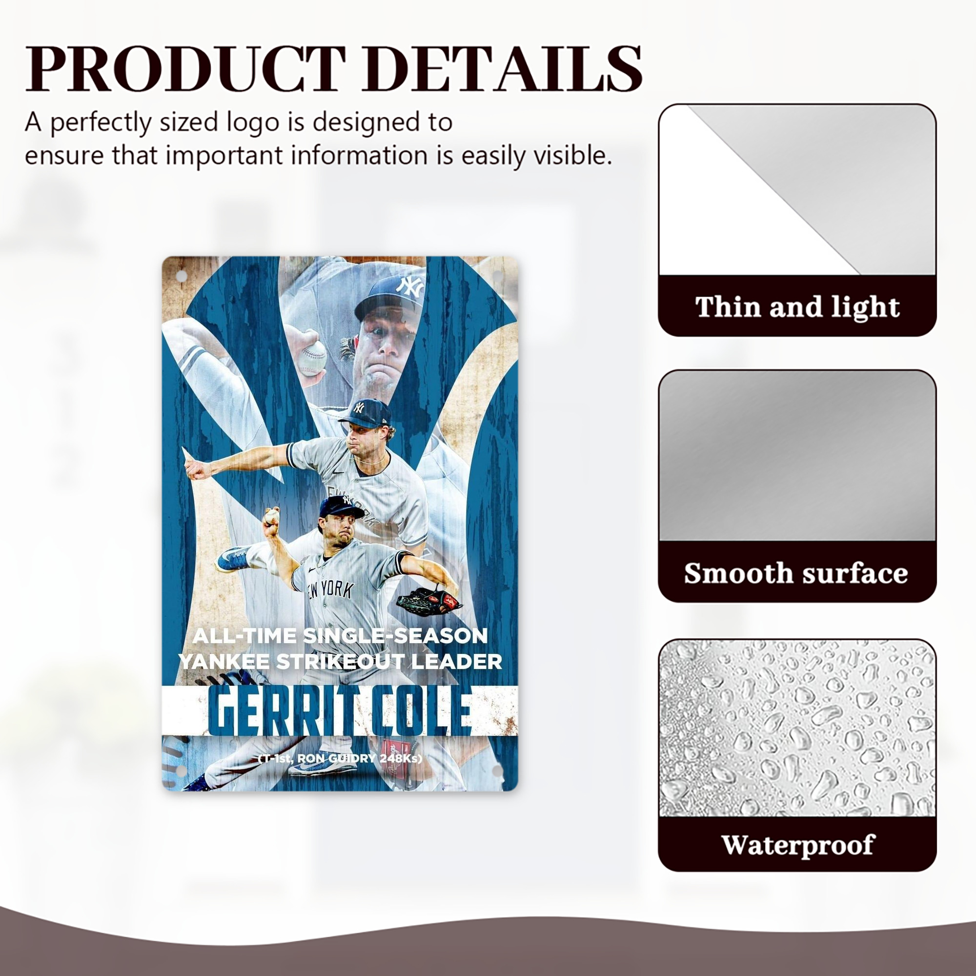 Gerrit Cole 25 8x12inch Vertical Aluminum Sign - Durable Fade-Resistant Indoor/Outdoor Safety & Information Plaque For Office, Hotel, Restaurant, Bar, Public Spaces