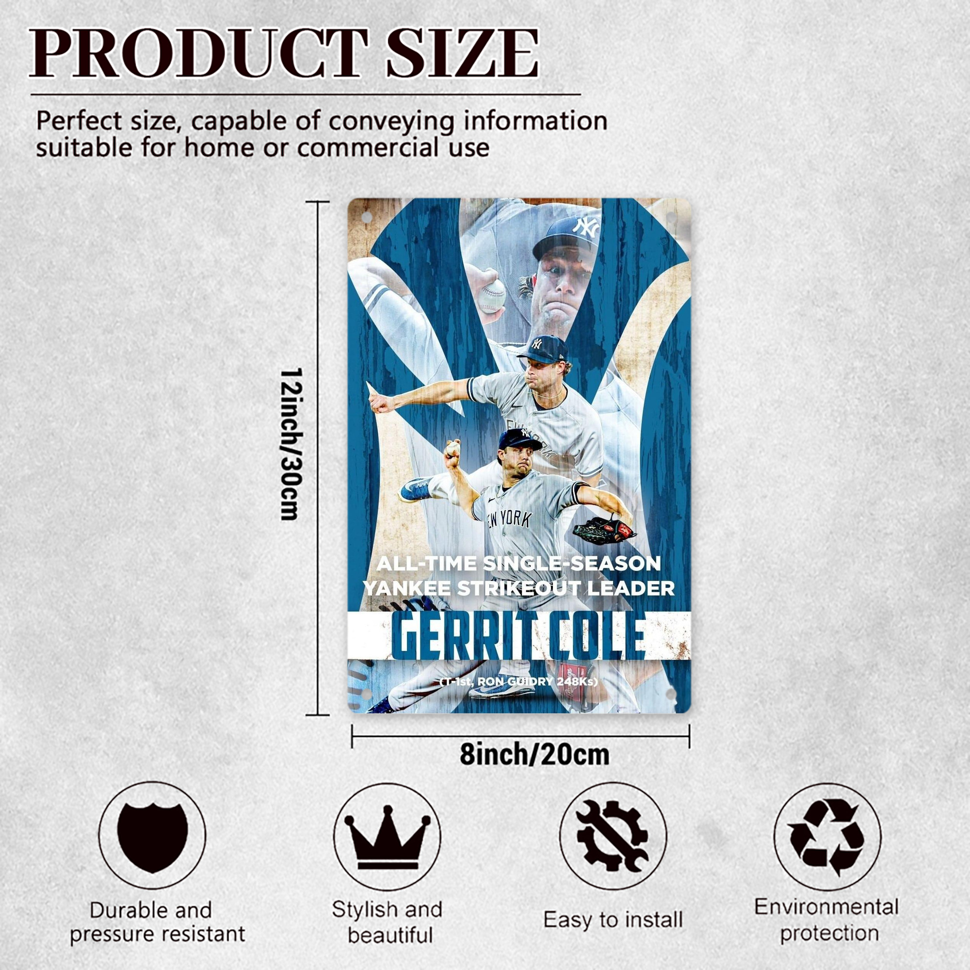 Gerrit Cole 25 8x12inch Vertical Aluminum Sign - Durable Fade-Resistant Indoor/Outdoor Safety & Information Plaque For Office, Hotel, Restaurant, Bar, Public Spaces