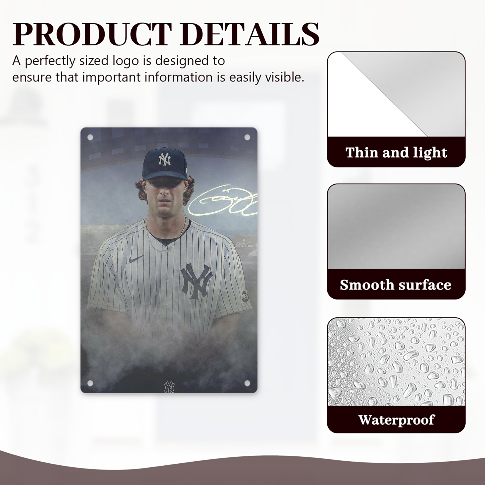 Gerrit Cole 27 8x12inch Vertical Aluminum Sign - Durable Fade-Resistant Indoor/Outdoor Safety & Information Plaque For Office, Hotel, Restaurant, Bar, Public Spaces