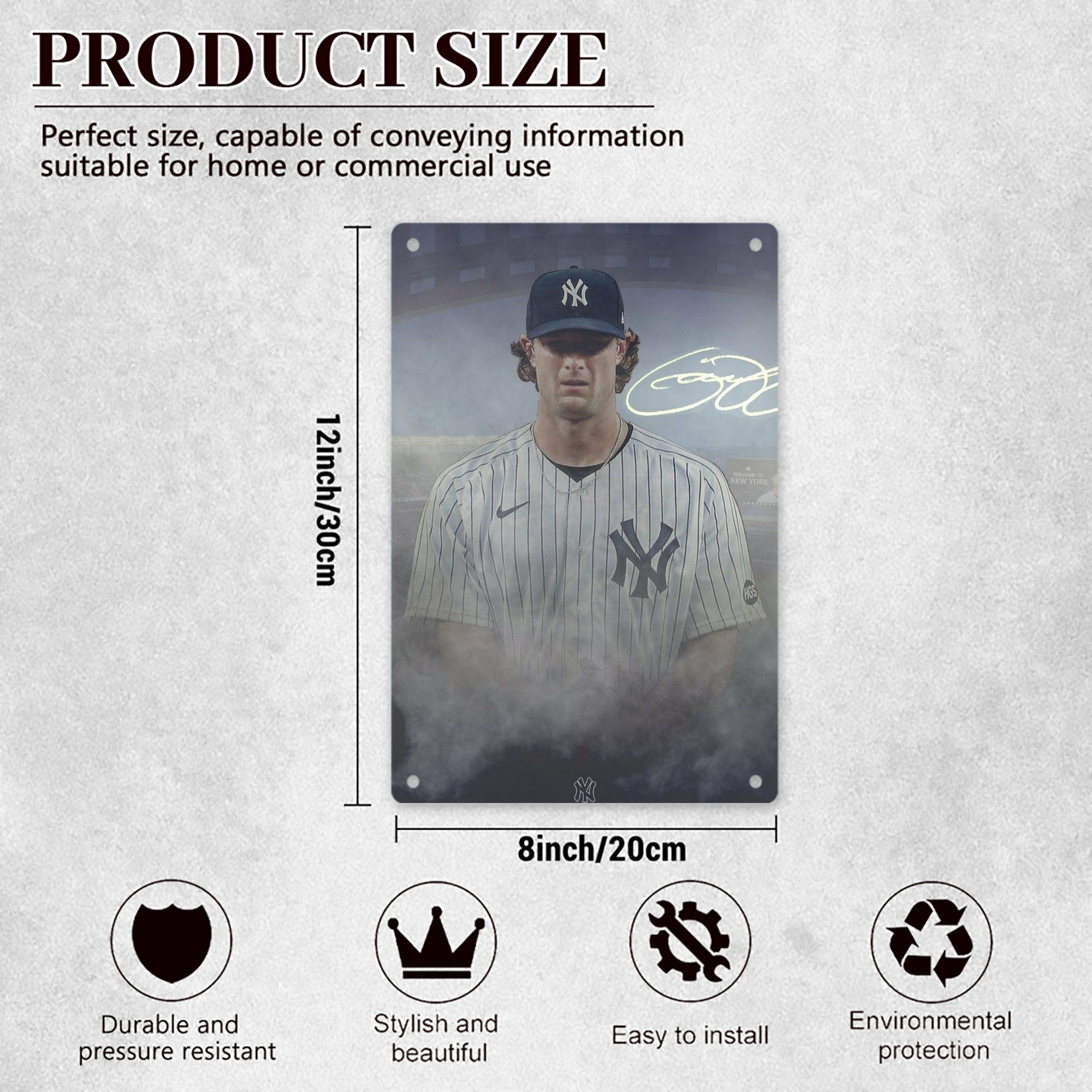 Gerrit Cole 27 8x12inch Vertical Aluminum Sign - Durable Fade-Resistant Indoor/Outdoor Safety & Information Plaque For Office, Hotel, Restaurant, Bar, Public Spaces