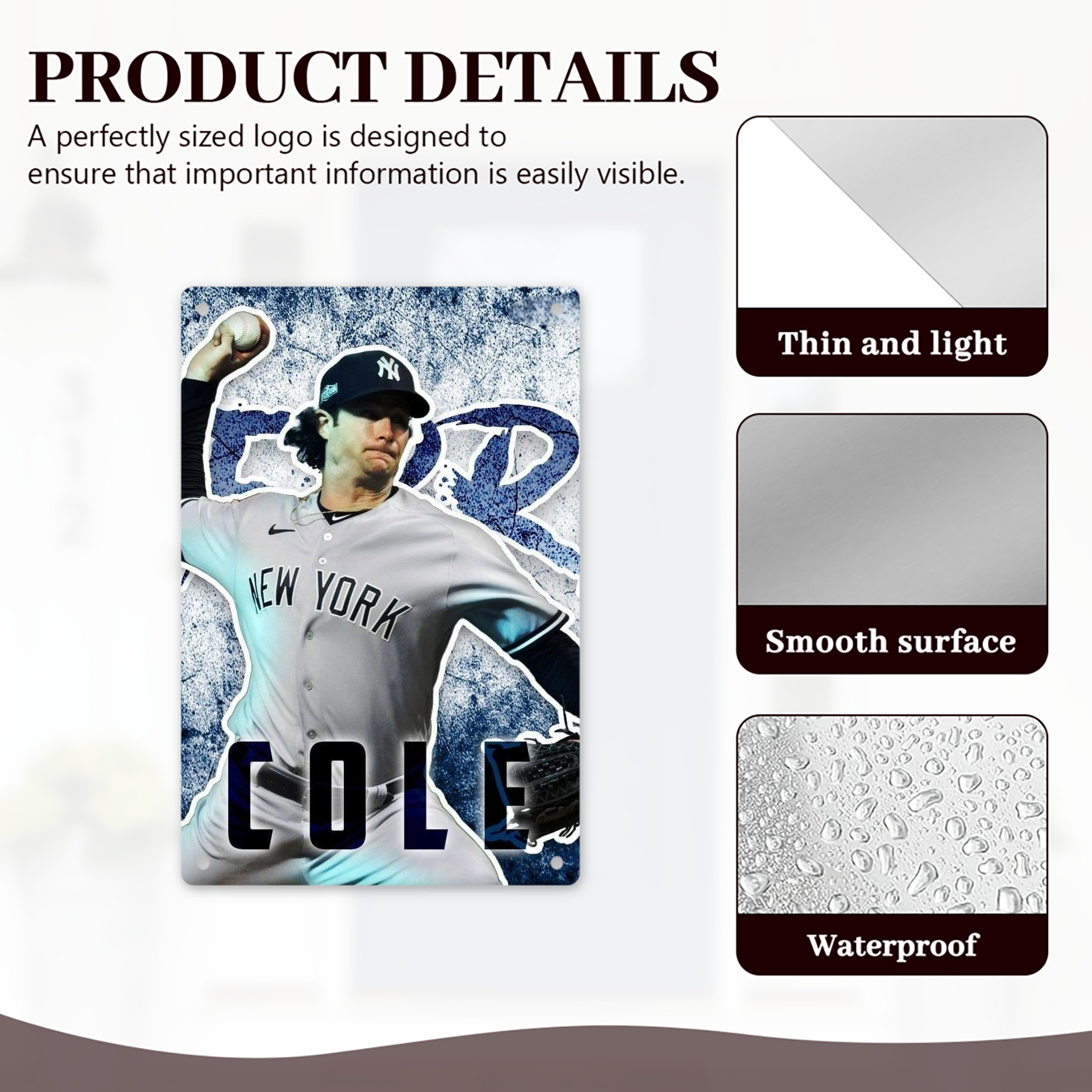 Gerrit Cole 31 8x12inch Vertical Aluminum Sign - Durable Fade-Resistant Indoor/Outdoor Safety & Information Plaque For Office, Hotel, Restaurant, Bar, Public Spaces