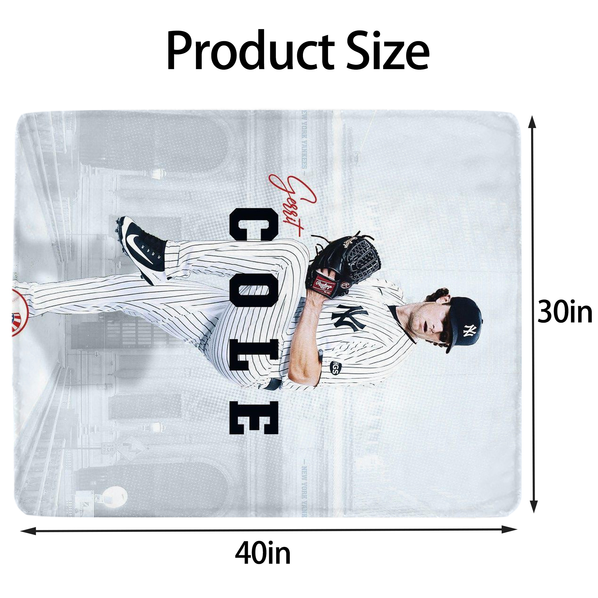 Gerrit Cole 24 Soft Plush Fleece Blanket 30x40 Inch - 300GSM Flannel, Ultra Soft & Warm, Lightweight & Durable, Perfect For Kids, Adults, Couch, Bed, Camping, Travel, Gift For Family & Friends