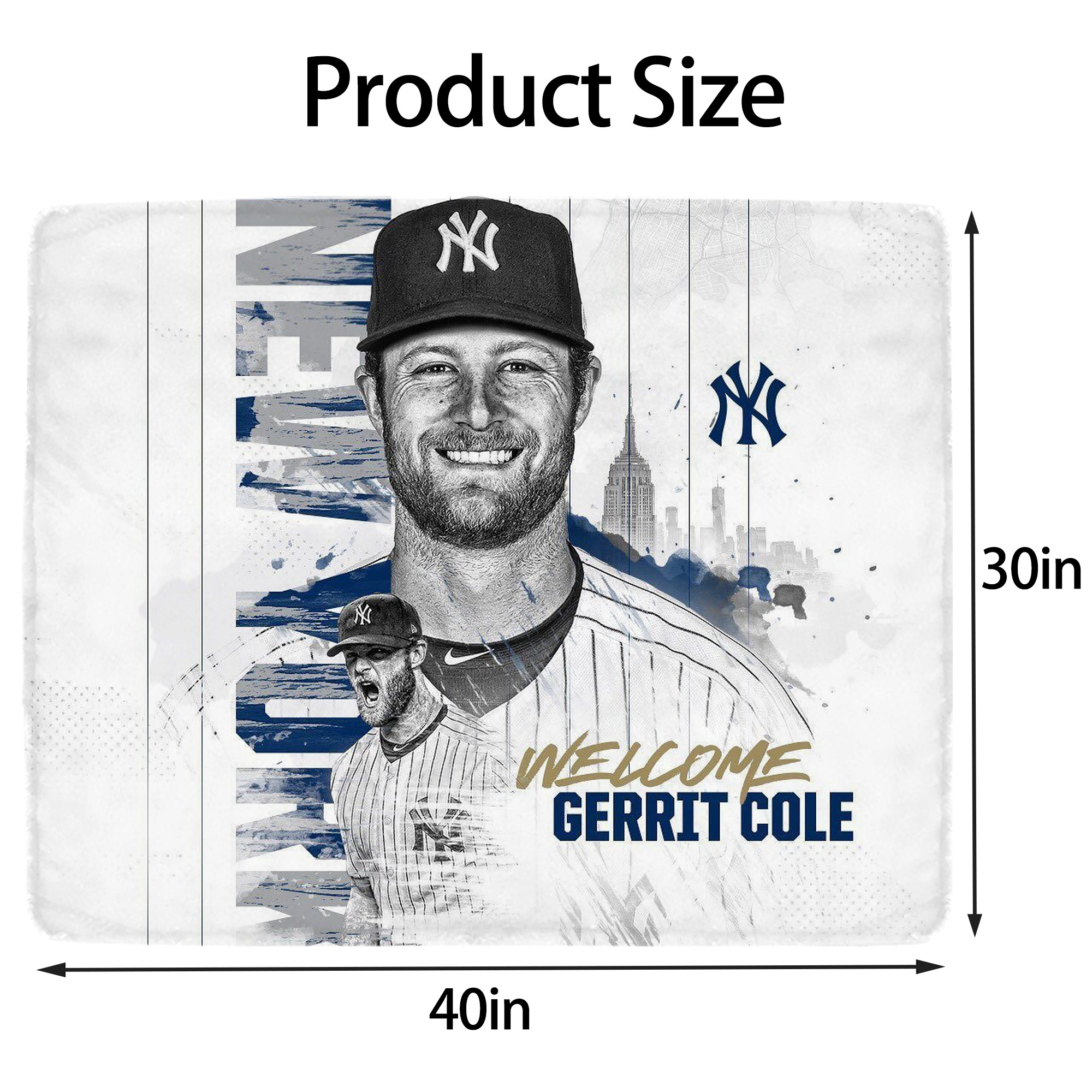 Gerrit Cole 26 Soft Plush Fleece Blanket 30x40 Inch - 300GSM Flannel, Ultra Soft & Warm, Lightweight & Durable, Perfect For Kids, Adults, Couch, Bed, Camping, Travel, Gift For Family & Friends