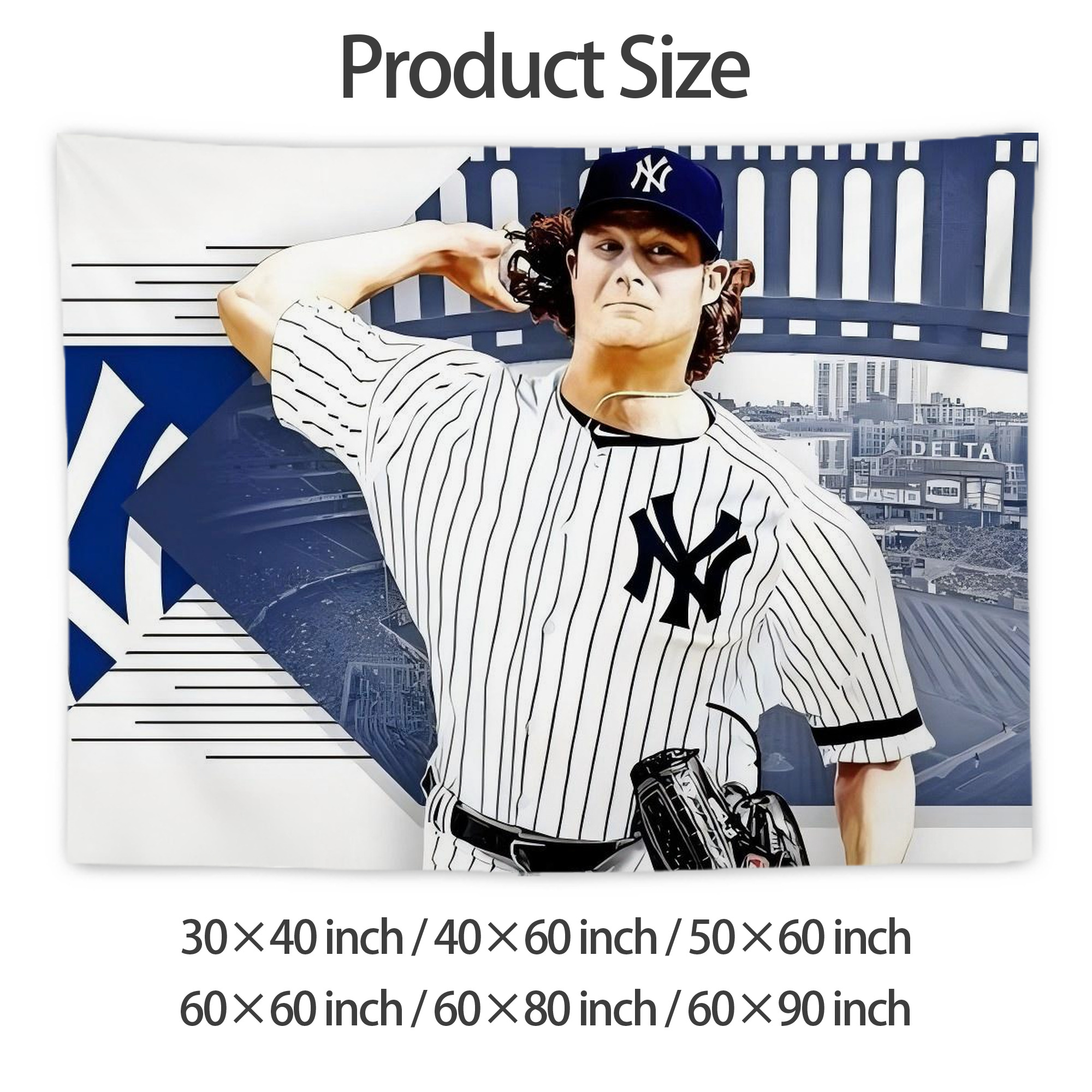 Gerrit Cole 33 Wall Tapestry For Bedroom Aesthetic – Boho Style Polyester Fabric Wall Hanging With Hooks – 60 X 90 Inch Large Size, Lightweight, Durable, Easy To Hang