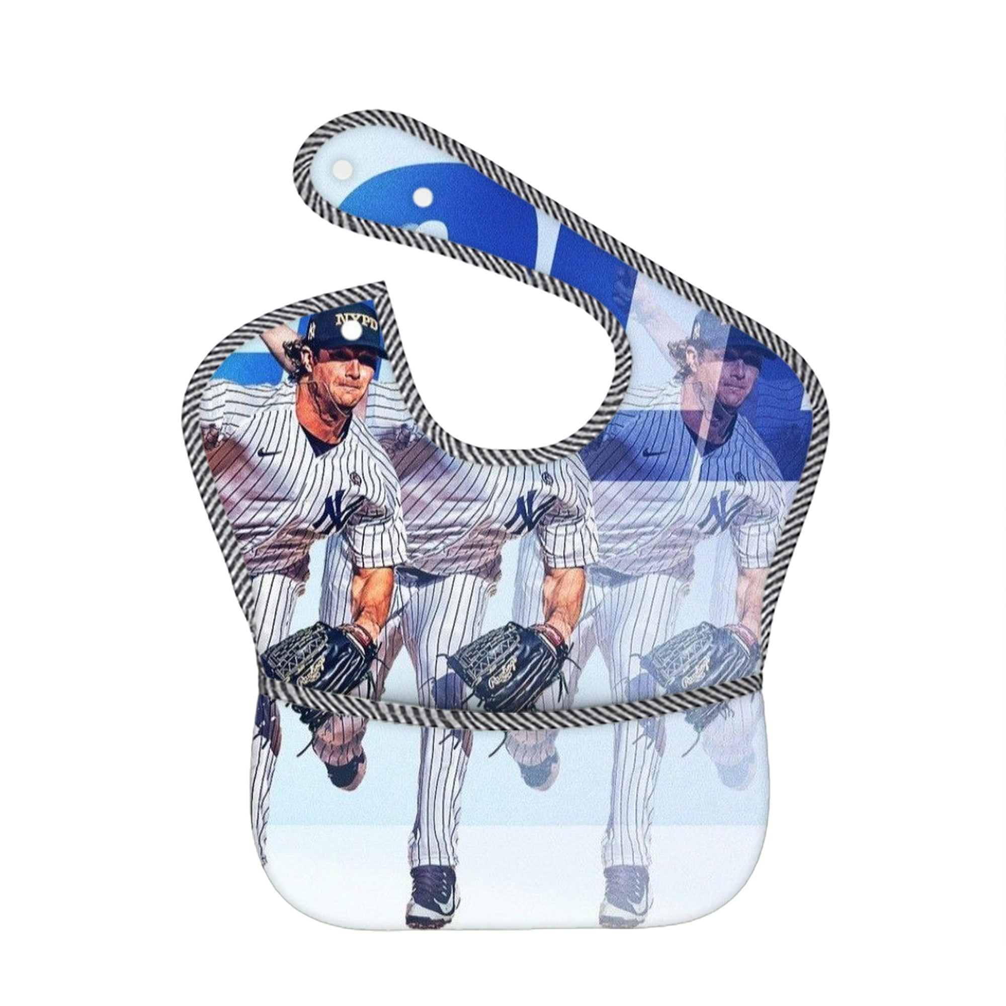 Gerrit Cole 32 Adjustable Waterproof Toddler Bib – Full-Print Durable Polyester – Foldable Crumb Pocket – Easy Snap Closure – Soft