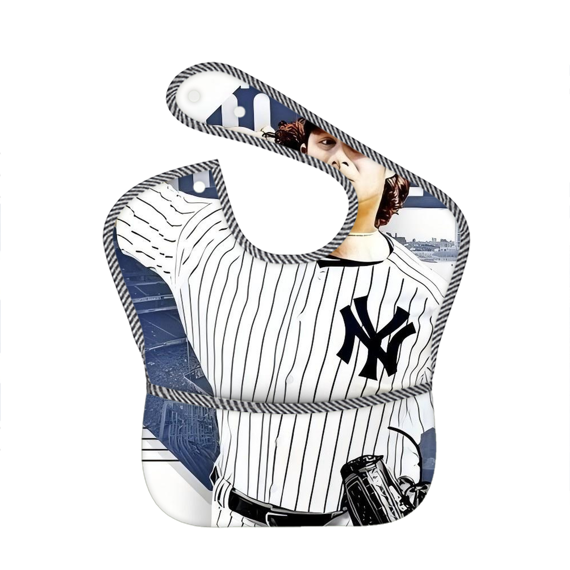 Gerrit Cole 33 Adjustable Waterproof Toddler Bib – Full-Print Durable Polyester – Foldable Crumb Pocket – Easy Snap Closure – Soft