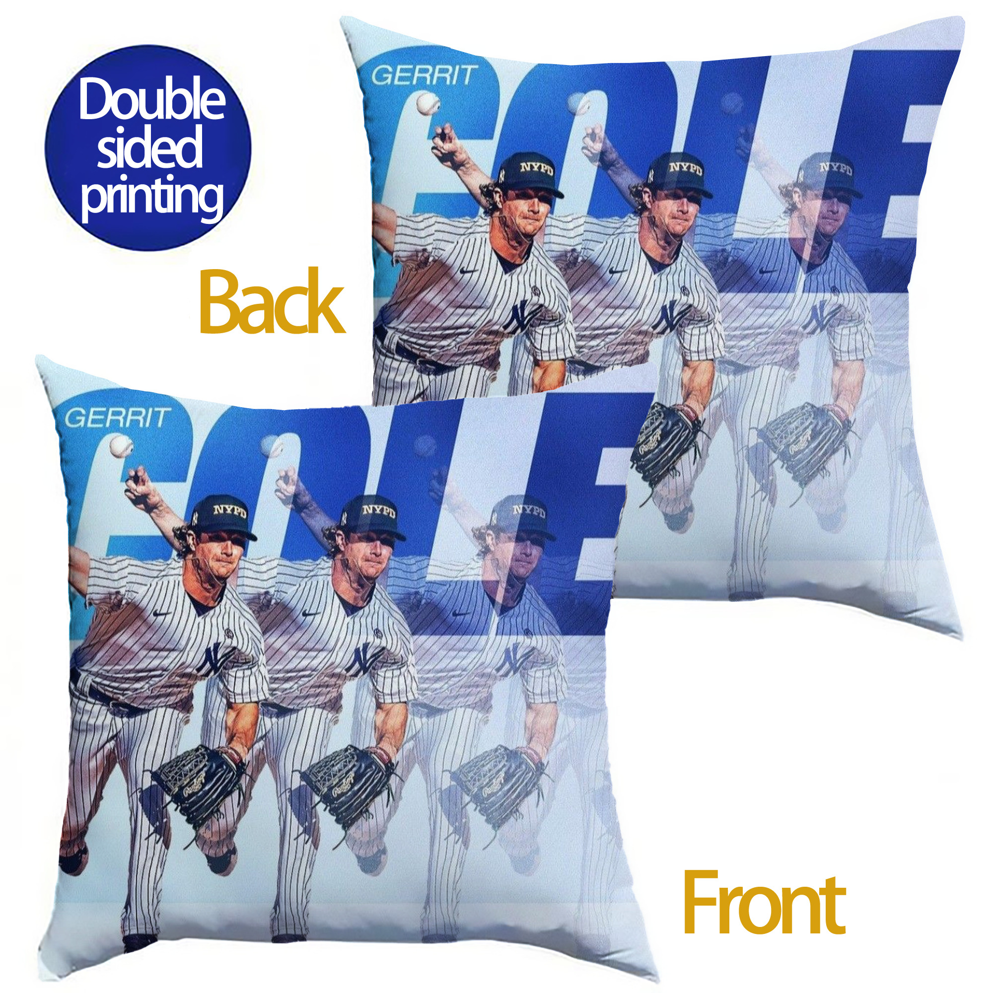 Gerrit Cole 32 Soft Polyester Pillow Cover With Insert – Double-Sided Design, Invisible Zipper, Durable & Breathable – Easy Care Cushion Set