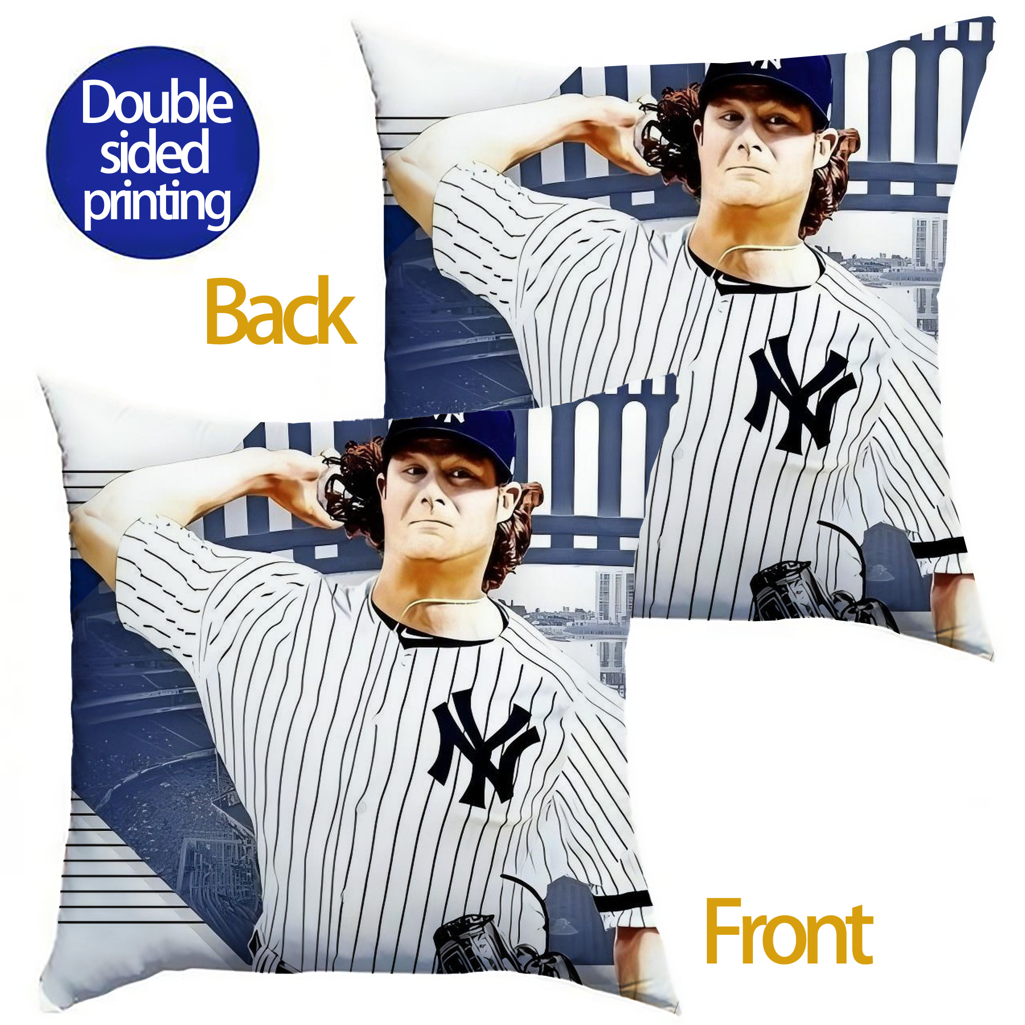 Gerrit Cole 33 Soft Polyester Pillow Cover With Insert – Double-Sided Design, Invisible Zipper, Durable & Breathable – Easy Care Cushion Set