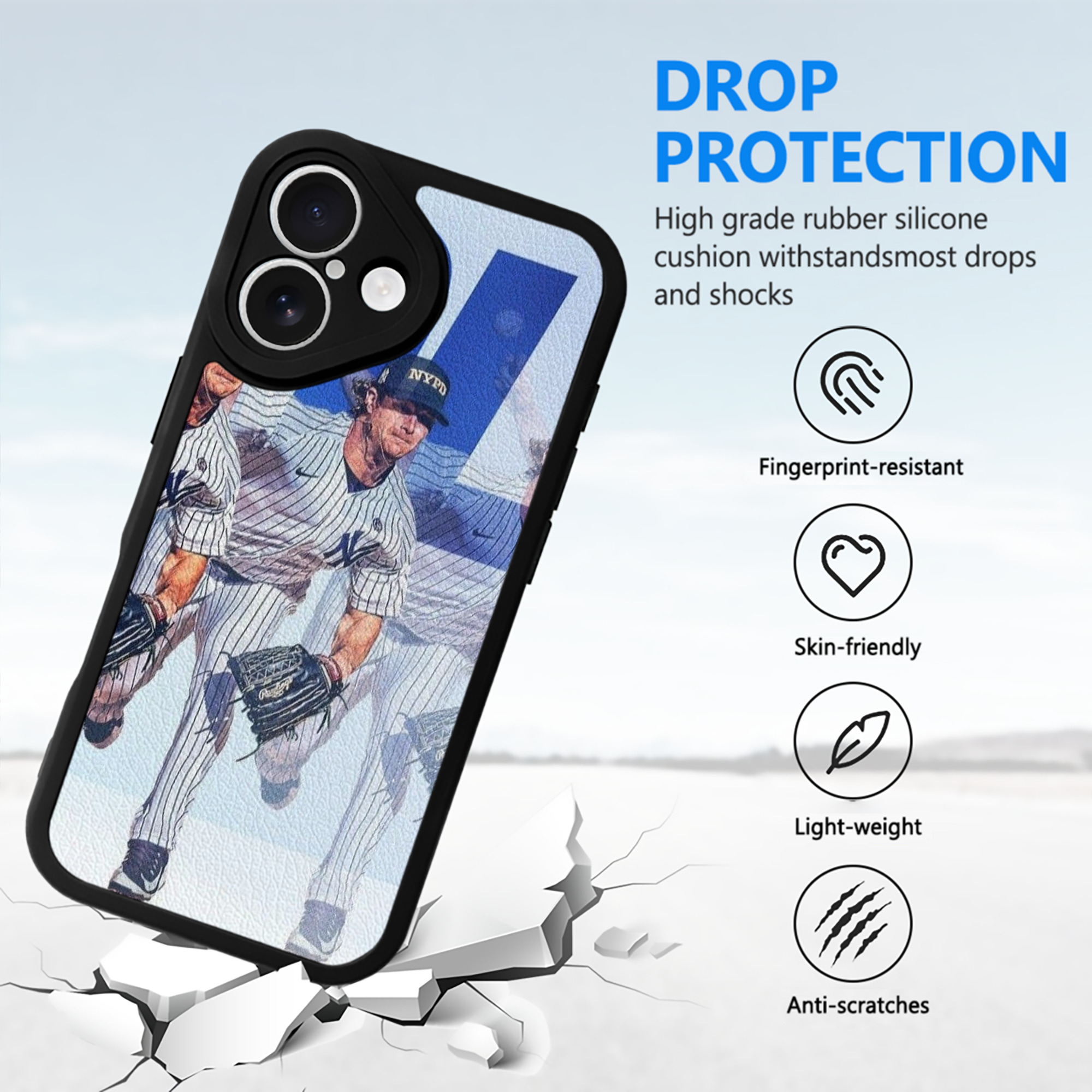 Gerrit Cole 32 IPhone 16 Silicone Leather Case – UV Print, Lambskin Texture – Perfect Fit, Wireless Charging Compatible, Scratch Resistant, Precise Cutouts – Stylish Protection For IPhone 16