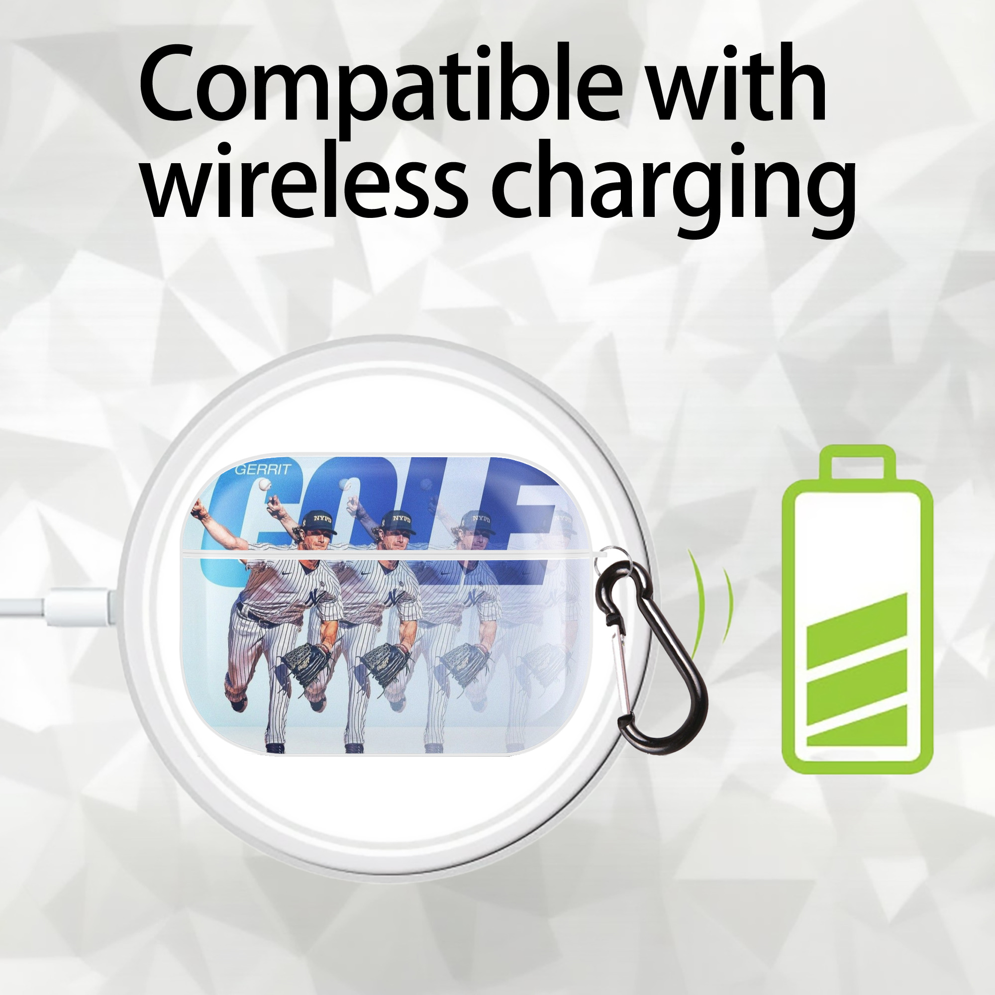 Gerrit Cole 32 AirPods Pro Hard Case White With Keychain, Durable Flexible PC, Precise Cutouts, Anti-Fingerprint, Yellowing & Scratch Resistant, Full Protection, Washable