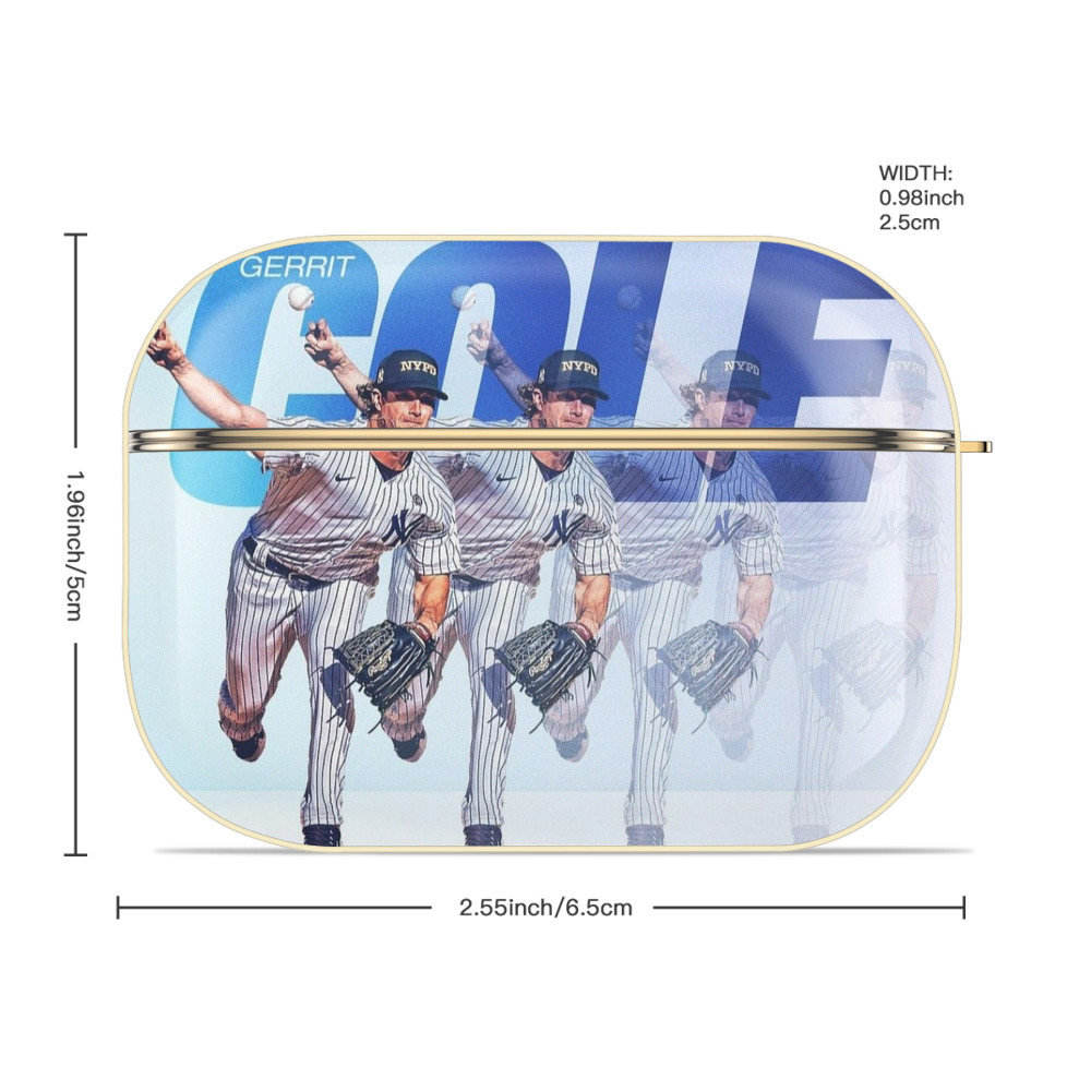 Gerrit Cole 32 Luxury Gold AirPods Pro Case With Keychain, Flexible PC Material, Full Protection, Precise Cutouts, Anti-Fingerprint, Washable, Durable Design