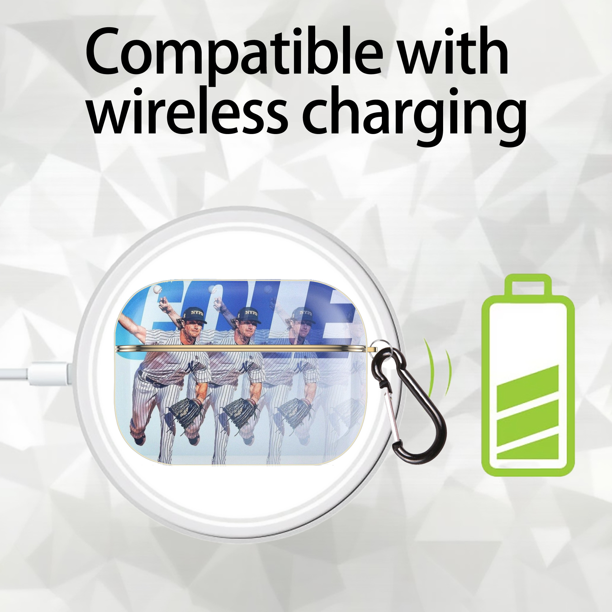 Gerrit Cole 32 Luxury Gold AirPods Pro Case With Keychain, Flexible PC Material, Full Protection, Precise Cutouts, Anti-Fingerprint, Washable, Durable Design