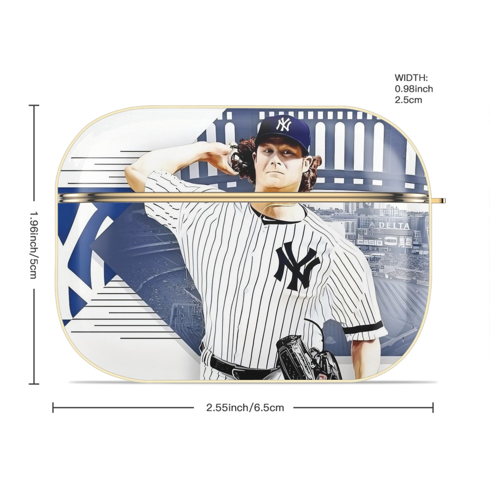 Gerrit Cole 33 Luxury Gold AirPods Pro Case With Keychain, Flexible PC Material, Full Protection, Precise Cutouts, Anti-Fingerprint, Washable, Durable Design