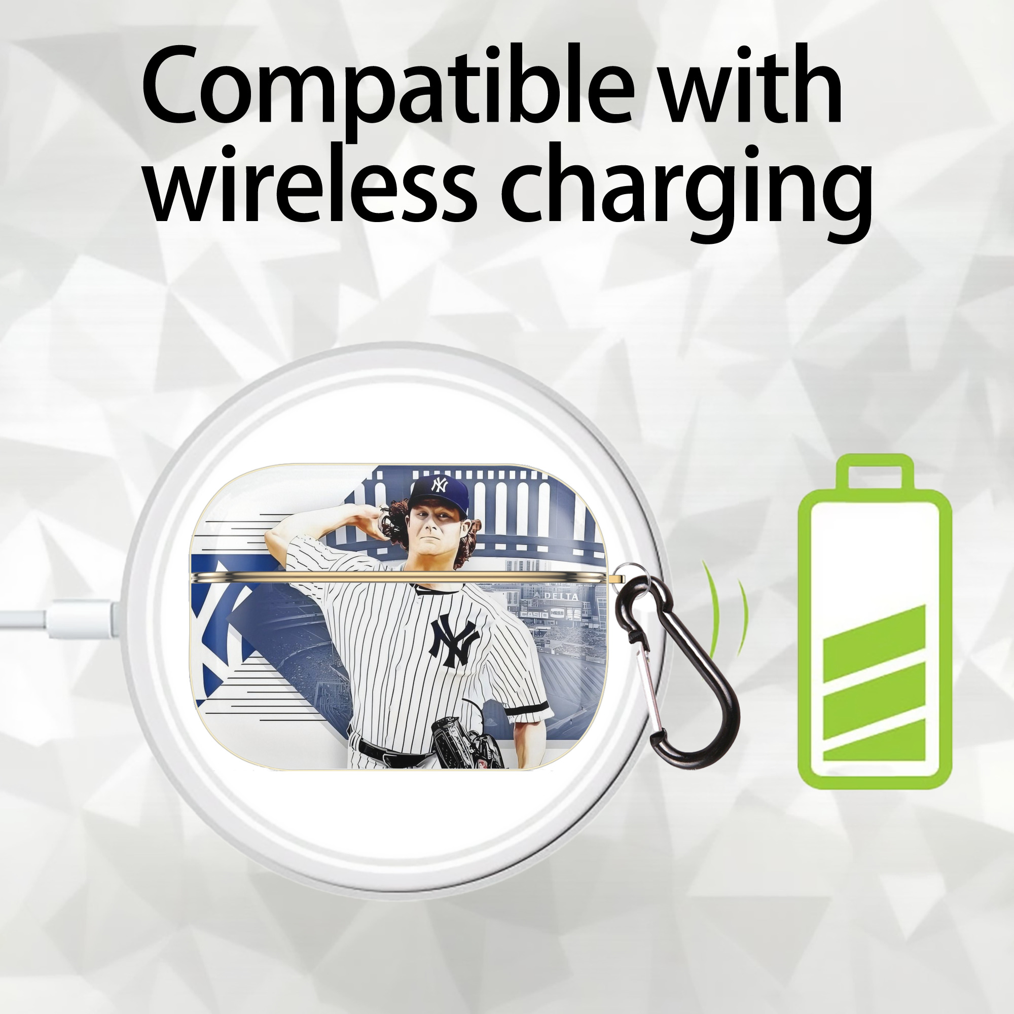 Gerrit Cole 33 Luxury Gold AirPods Pro Case With Keychain, Flexible PC Material, Full Protection, Precise Cutouts, Anti-Fingerprint, Washable, Durable Design